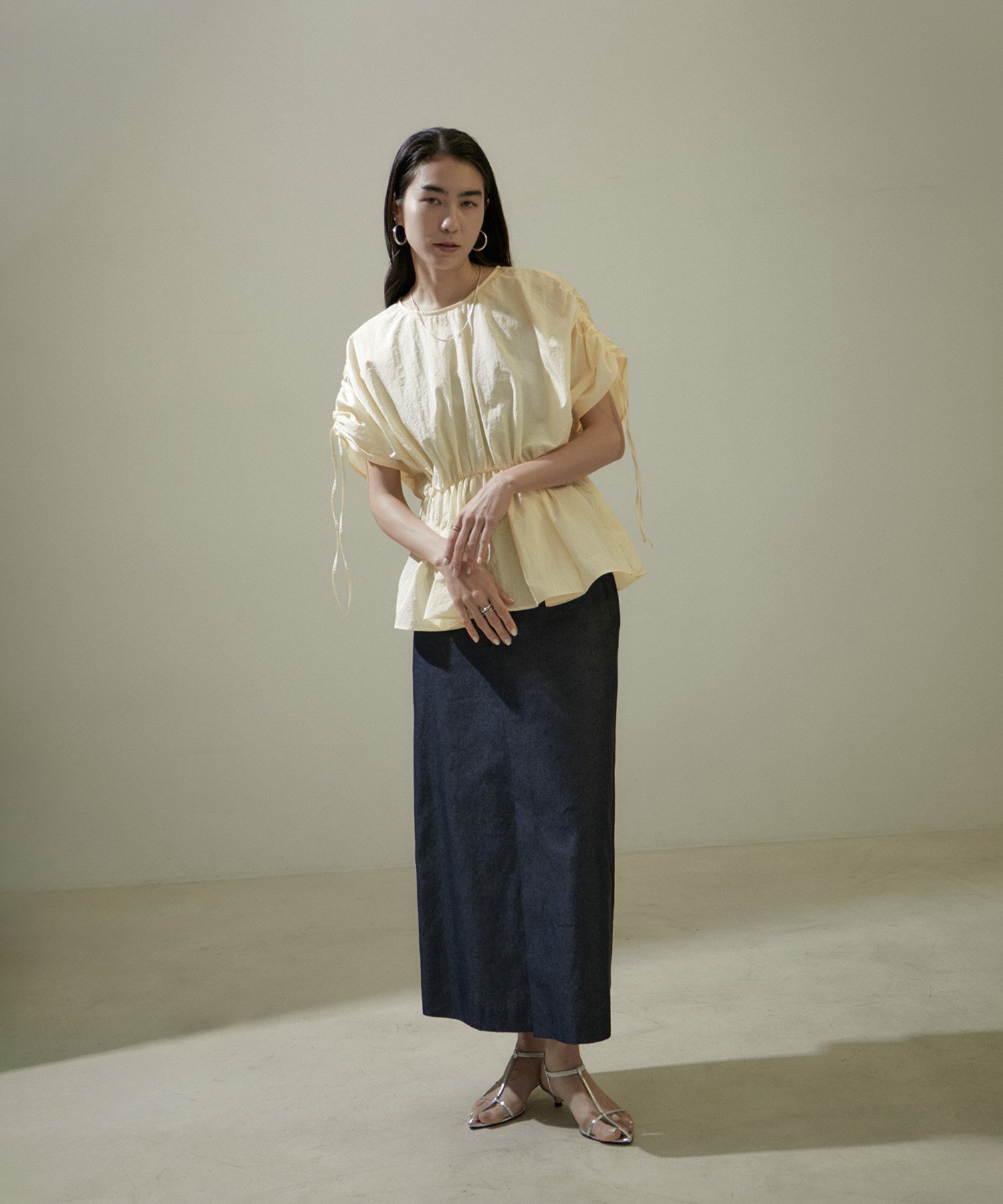 SALON adam et rope' 【WEB限定】シャーリングスリーブブラウス サロン