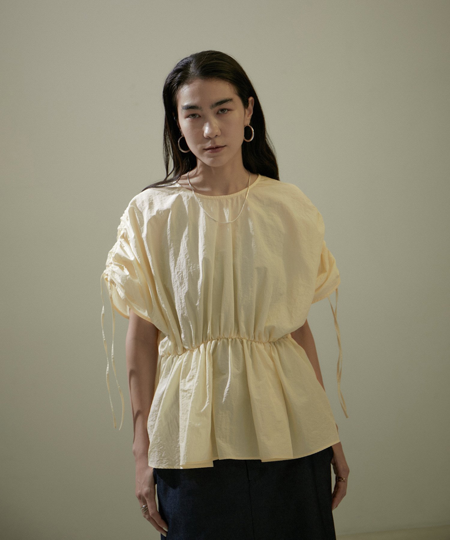 SALON adam et rope' 【WEB限定】シャーリングスリーブブラウス