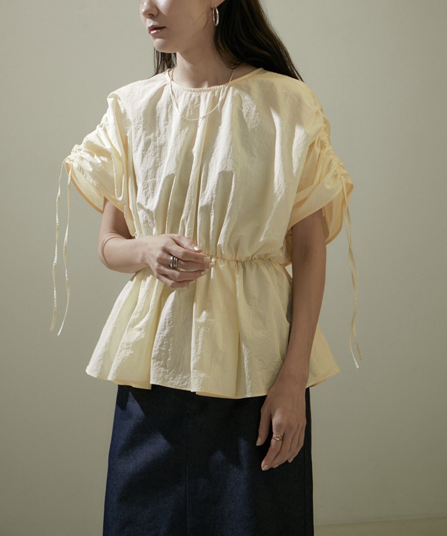 SALON adam et rope' シャーリングスリーブブラウス SALON adam et rope'｜【WEB限定】シャーリングスリーブブラウス