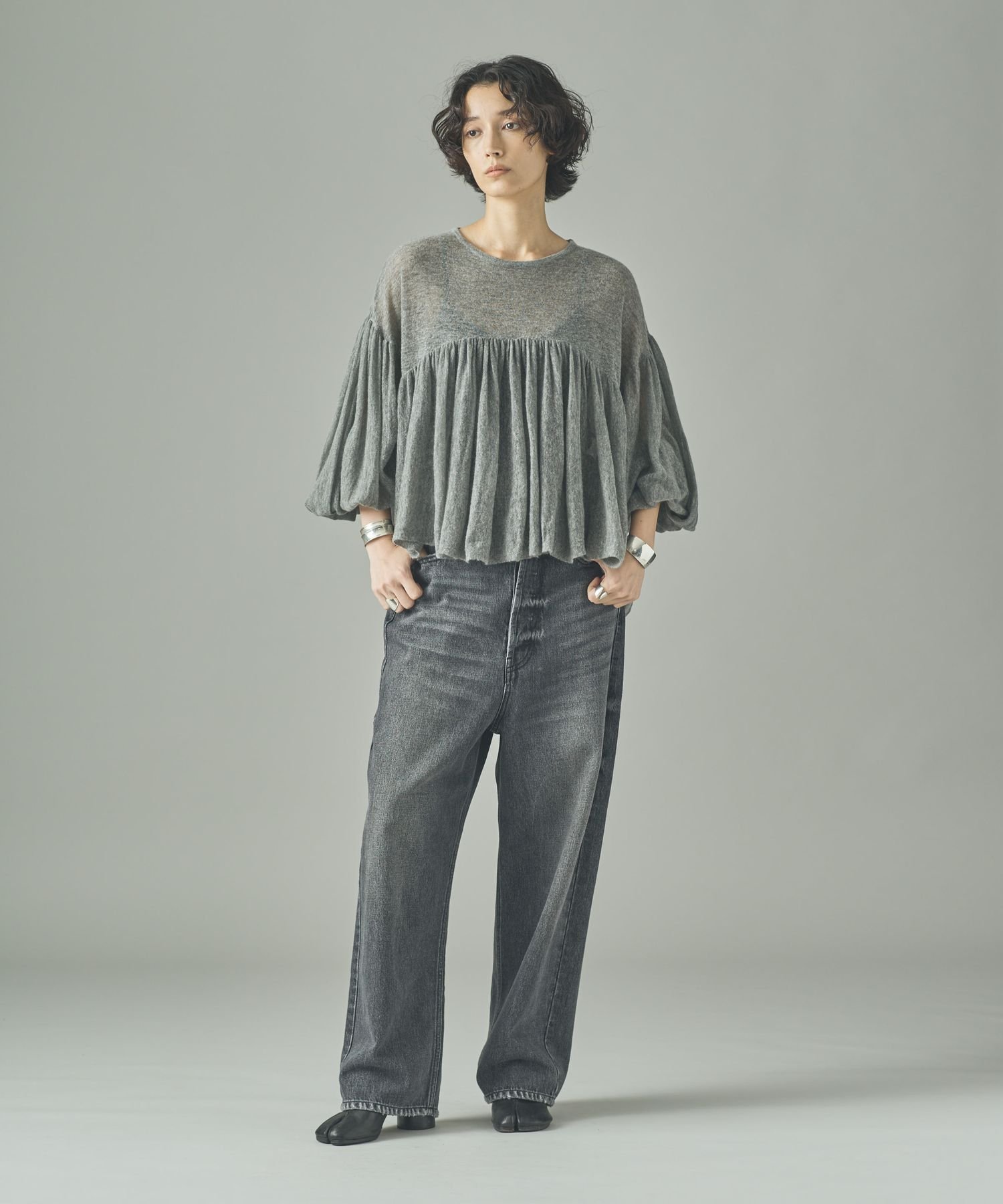 SALE／30%OFF】Curensology フラッフィーギャザーニットプルオーバー