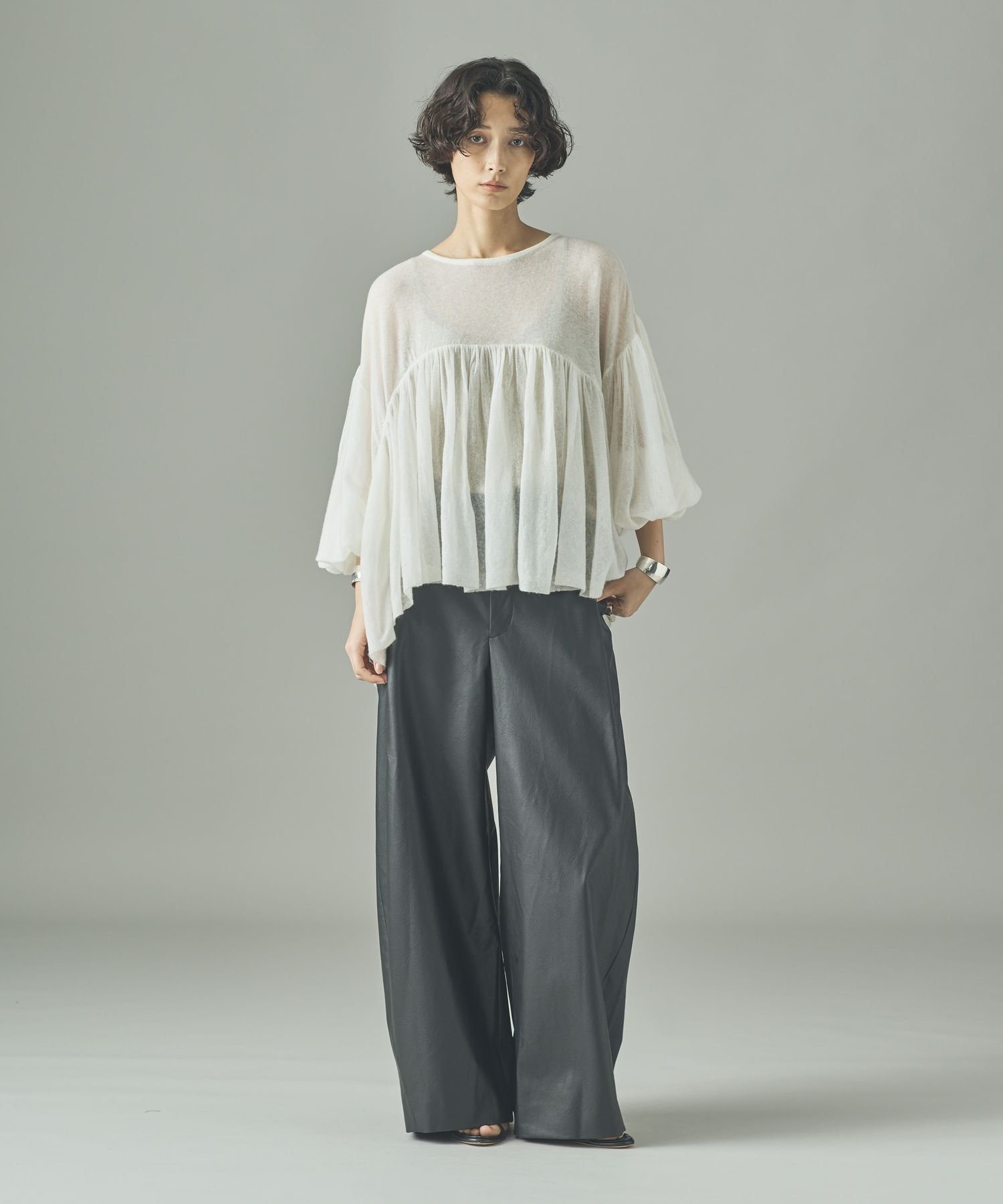 SALE／30%OFF】Curensology フラッフィーギャザーニットプルオーバー
