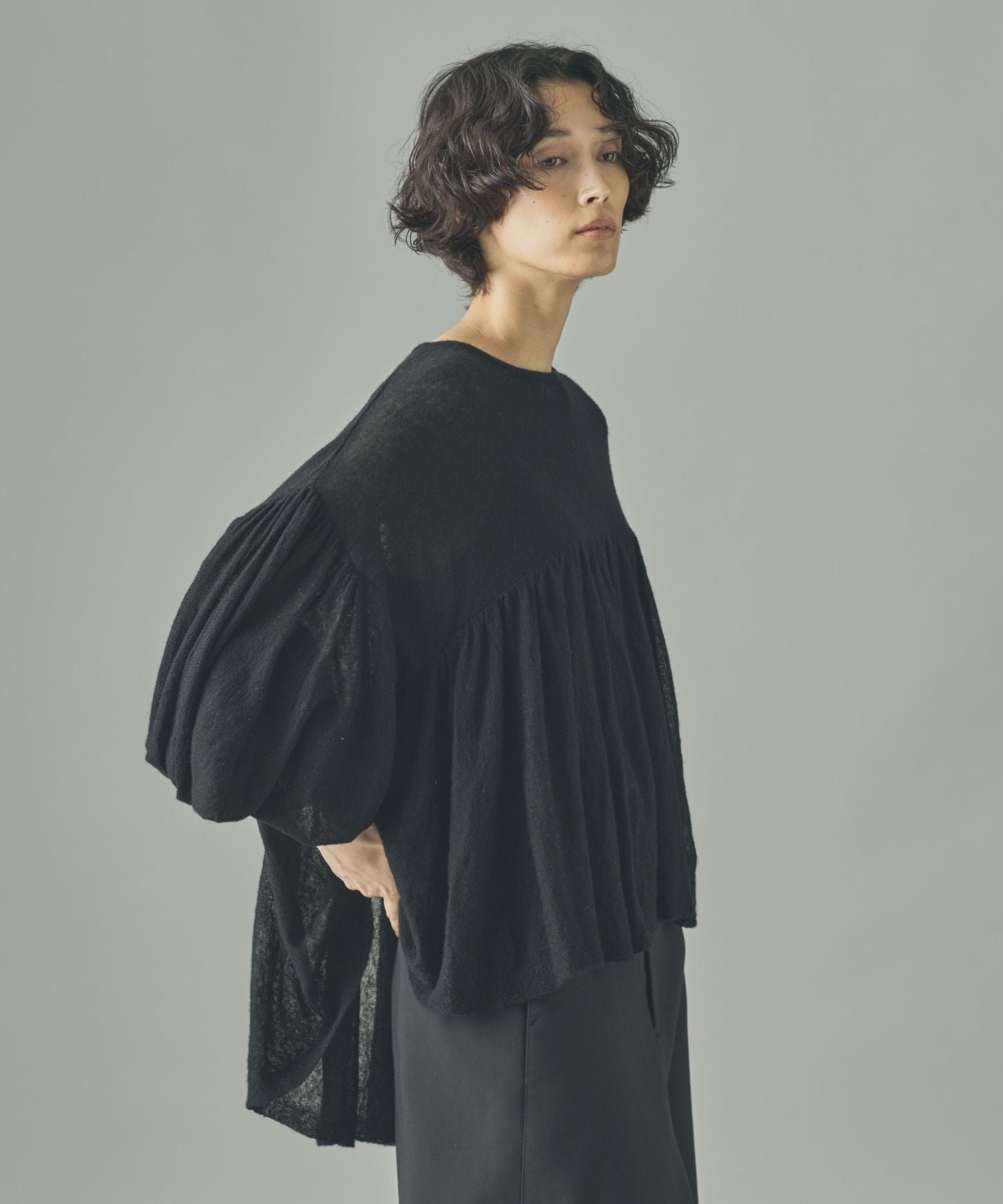 SALE／30%OFF】Curensology フラッフィーギャザーニットプルオーバー