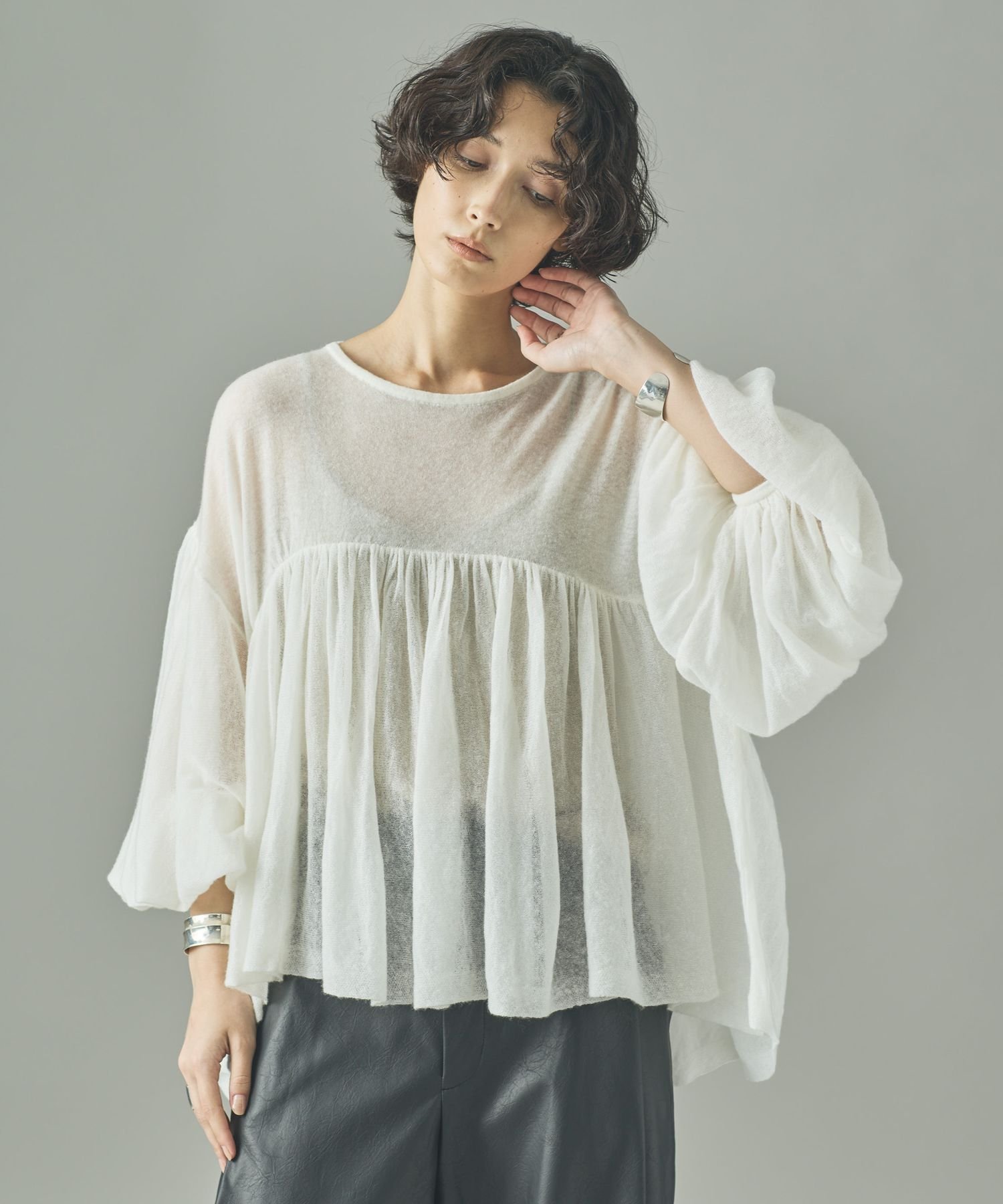 SALE/30%OFF】Curensology フラッフィーギャザーニットプルオーバー SALE/30%OFF】Curensology フラッフィーギャザーニットプルオーバー