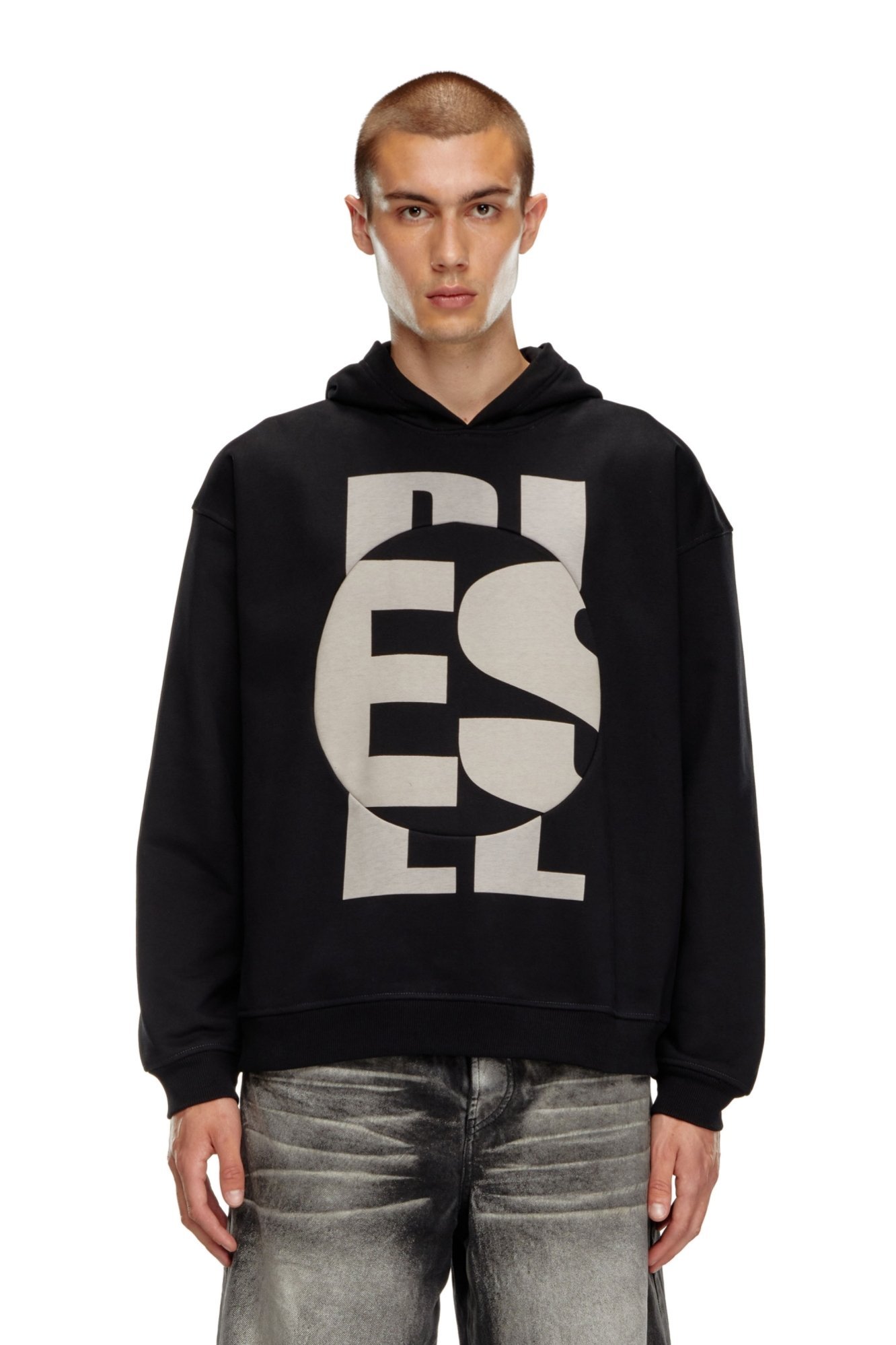 DIESEL Dロゴ　スウェット　長袖　ブラック　ディーゼル DIESEL ディーゼル 袖ロゴ クルーネック スウェット トレーナー