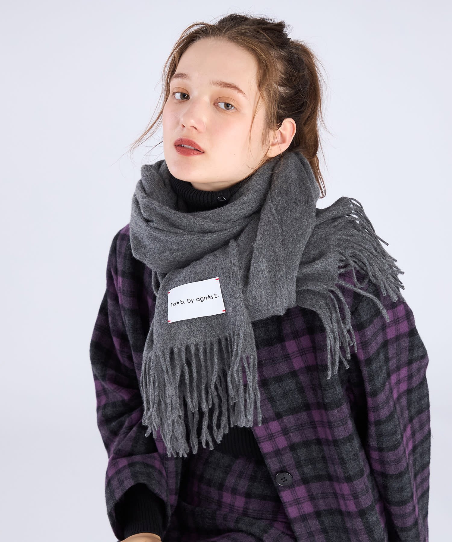 楽天市場】ロゴ刺繍 ウール カシミア マフラー To b. by agnes b