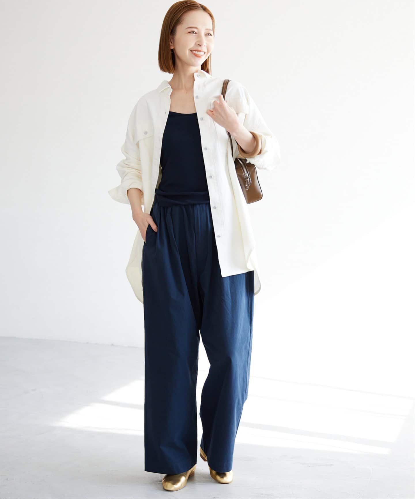 SLOBE IENA ヘルシーデニム 別注ビックシャツ ピンク｜ファッション