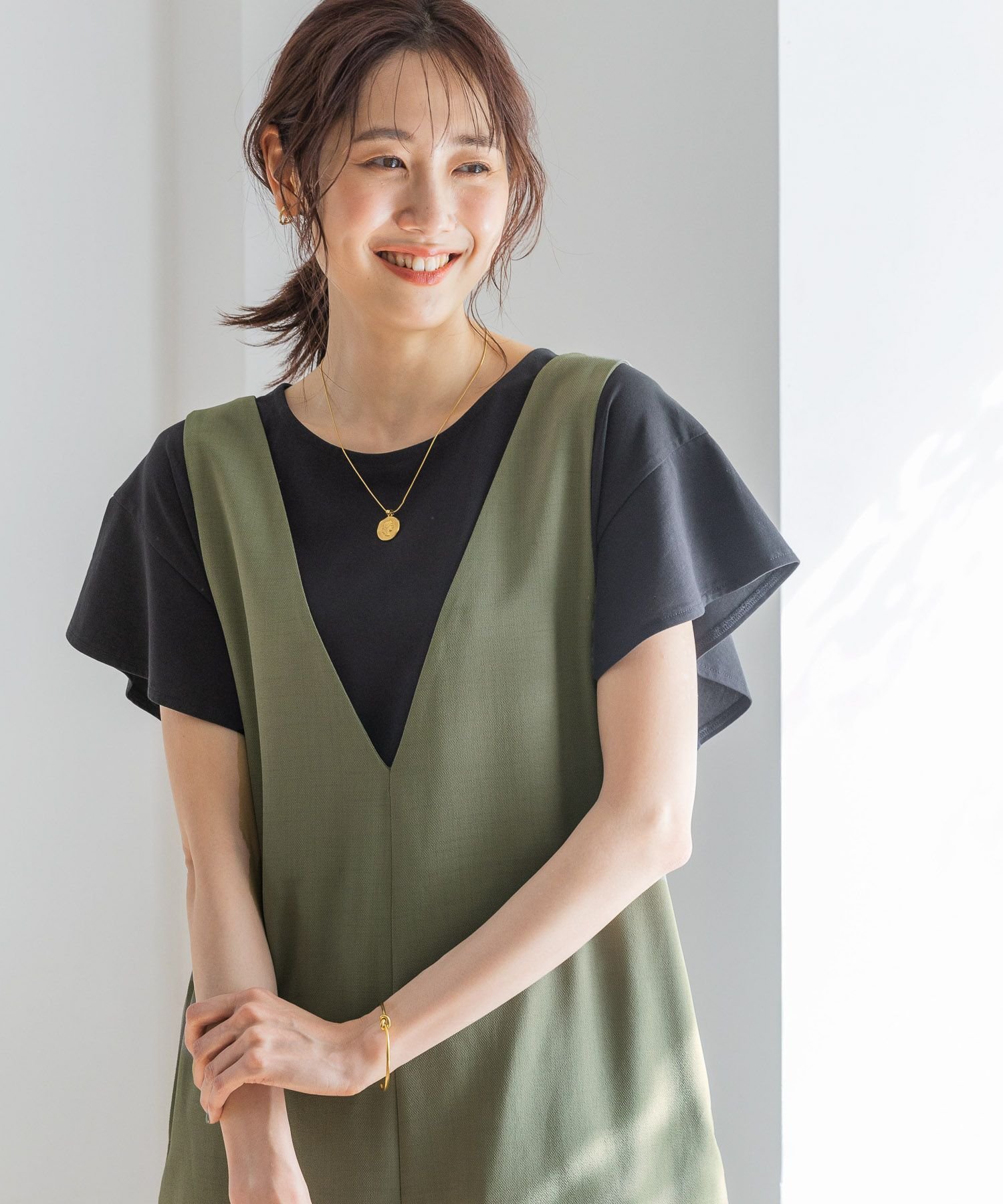 【SALE/30%OFF】GLOBAL WORK (W)カイテキ/ソデフリルPO グローバルワーク トップス カットソー・Tシャツ ホワイト グレー ブラック ブラウン