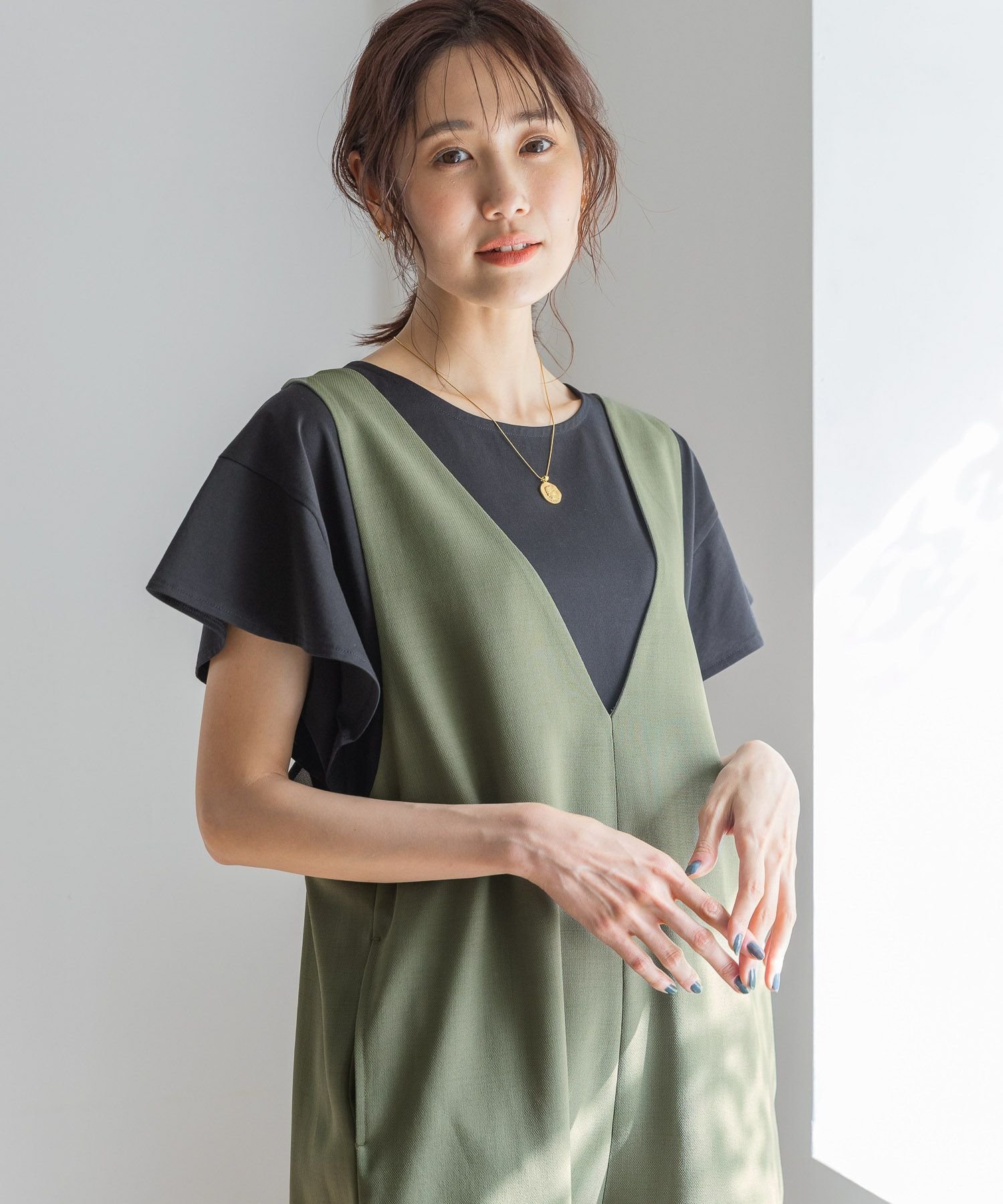 【SALE/30%OFF】GLOBAL WORK (W)カイテキ/ソデフリルPO グローバルワーク トップス カットソー・Tシャツ ホワイト グレー ブラック ブラウン