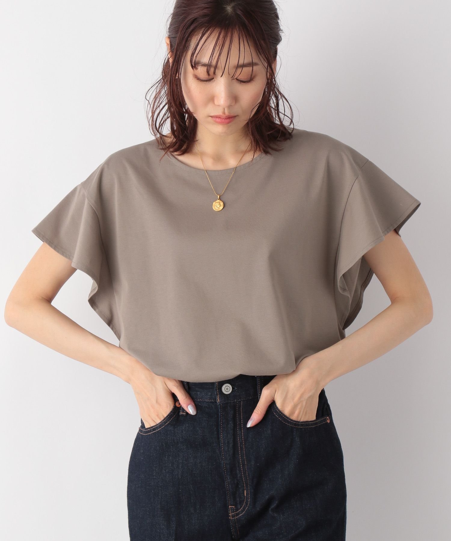 【SALE/30%OFF】GLOBAL WORK (W)カイテキ/ソデフリルPO グローバルワーク トップス カットソー・Tシャツ ホワイト グレー ブラック ブラウン