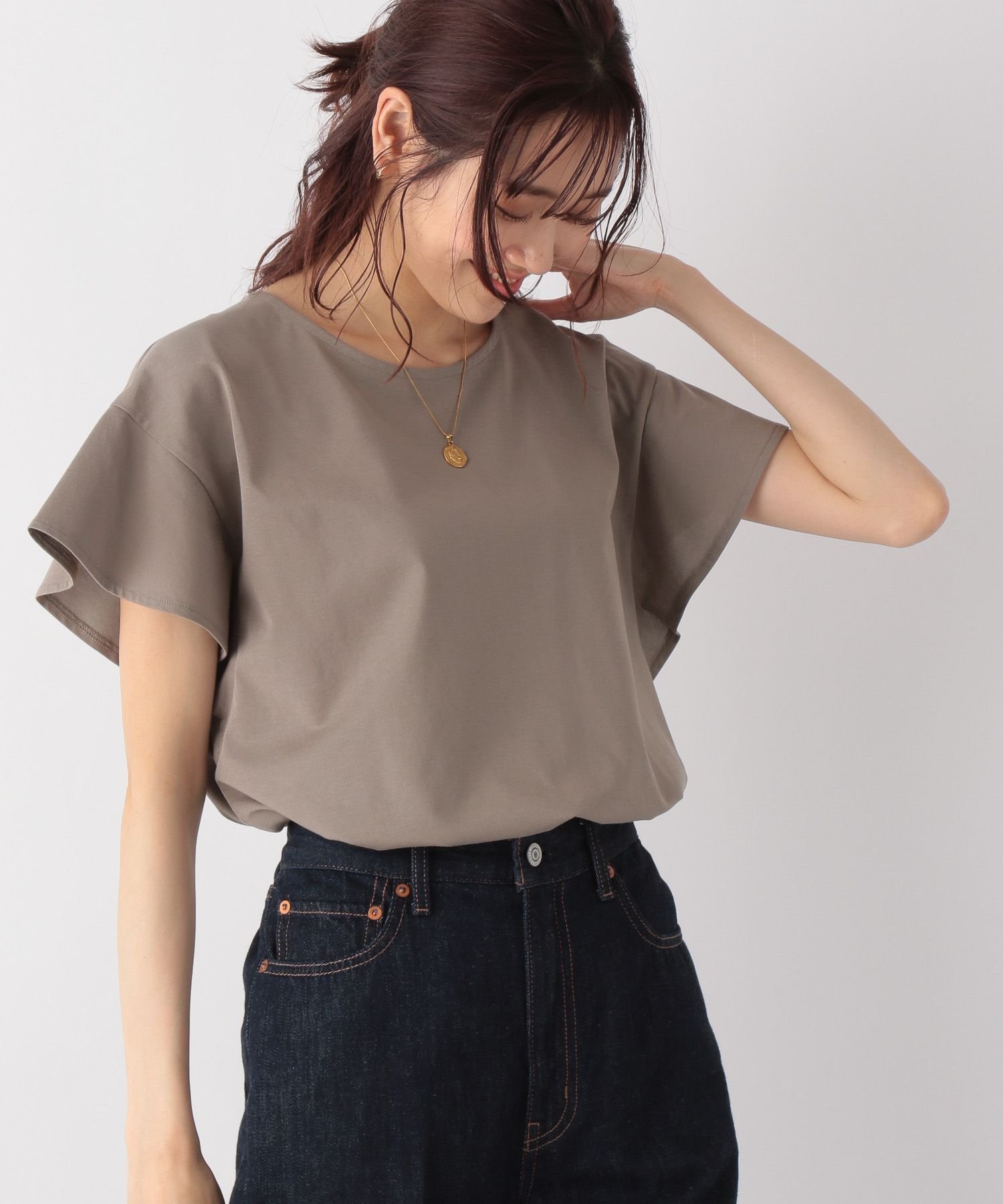 【SALE/30%OFF】GLOBAL WORK (W)カイテキ/ソデフリルPO グローバルワーク トップス カットソー・Tシャツ ホワイト グレー ブラック ブラウン
