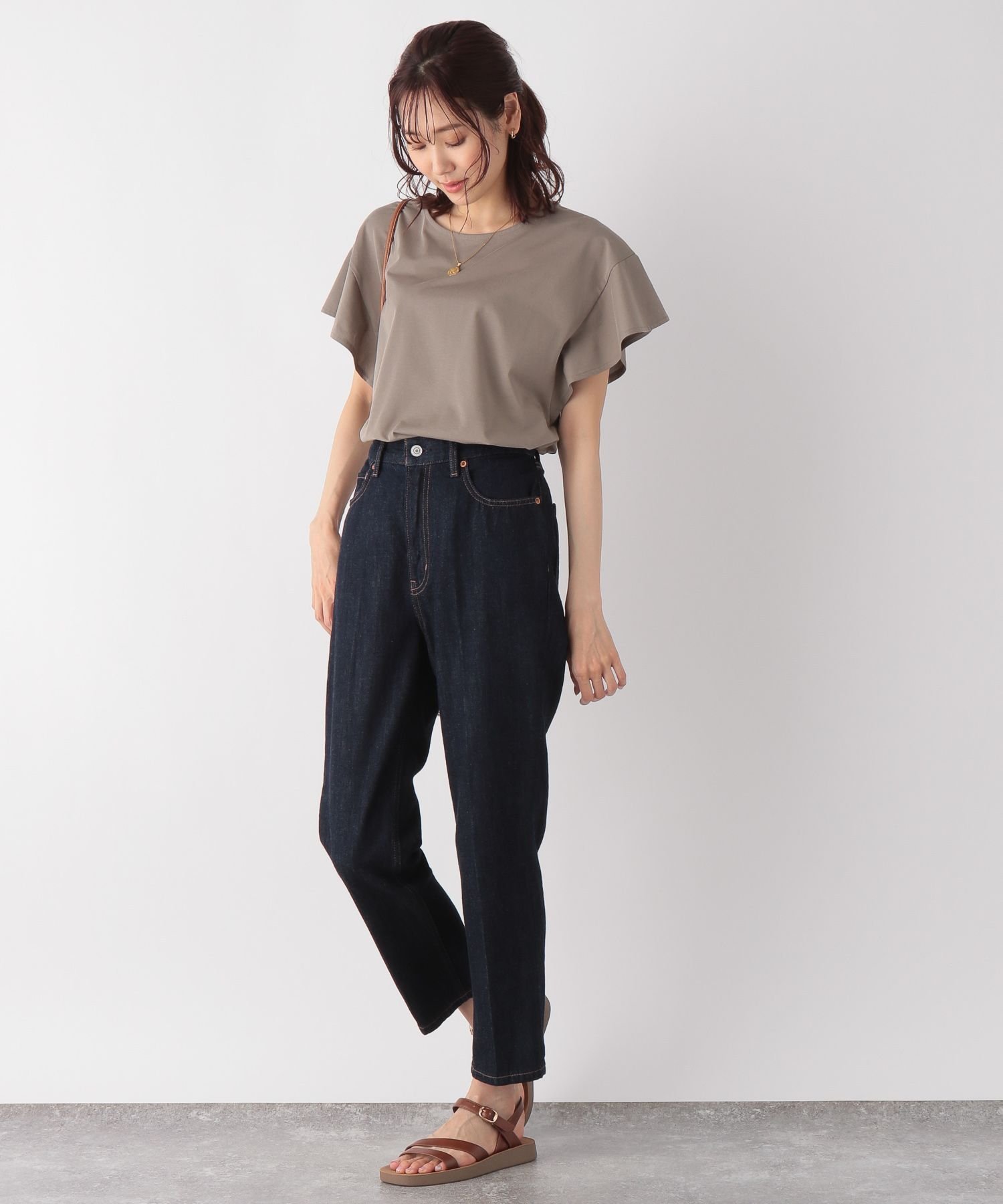 【SALE/30%OFF】GLOBAL WORK (W)カイテキ/ソデフリルPO グローバルワーク トップス カットソー・Tシャツ ホワイト グレー ブラック ブラウン
