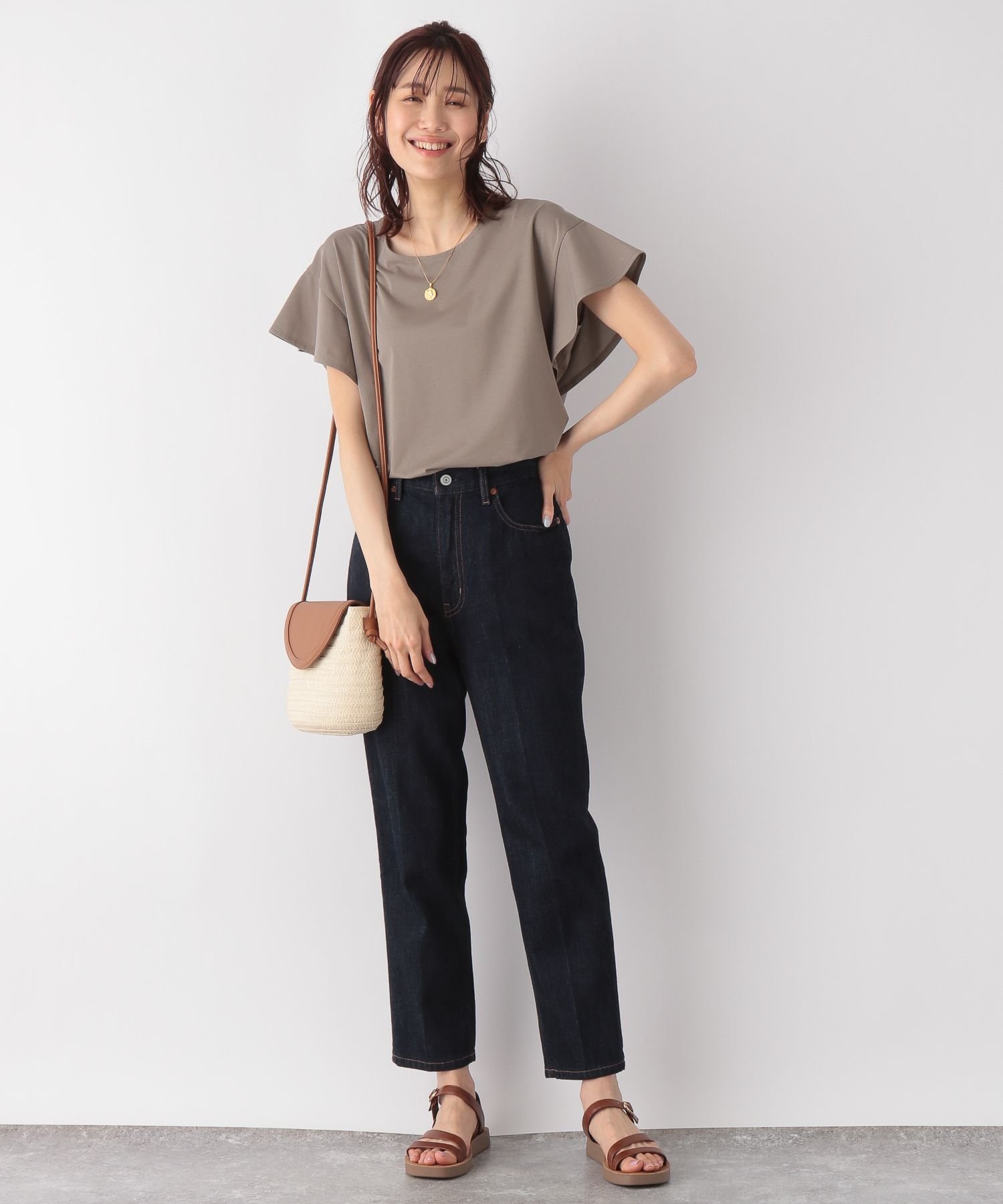 【SALE/30%OFF】GLOBAL WORK (W)カイテキ/ソデフリルPO グローバルワーク トップス カットソー・Tシャツ ホワイト グレー ブラック ブラウン