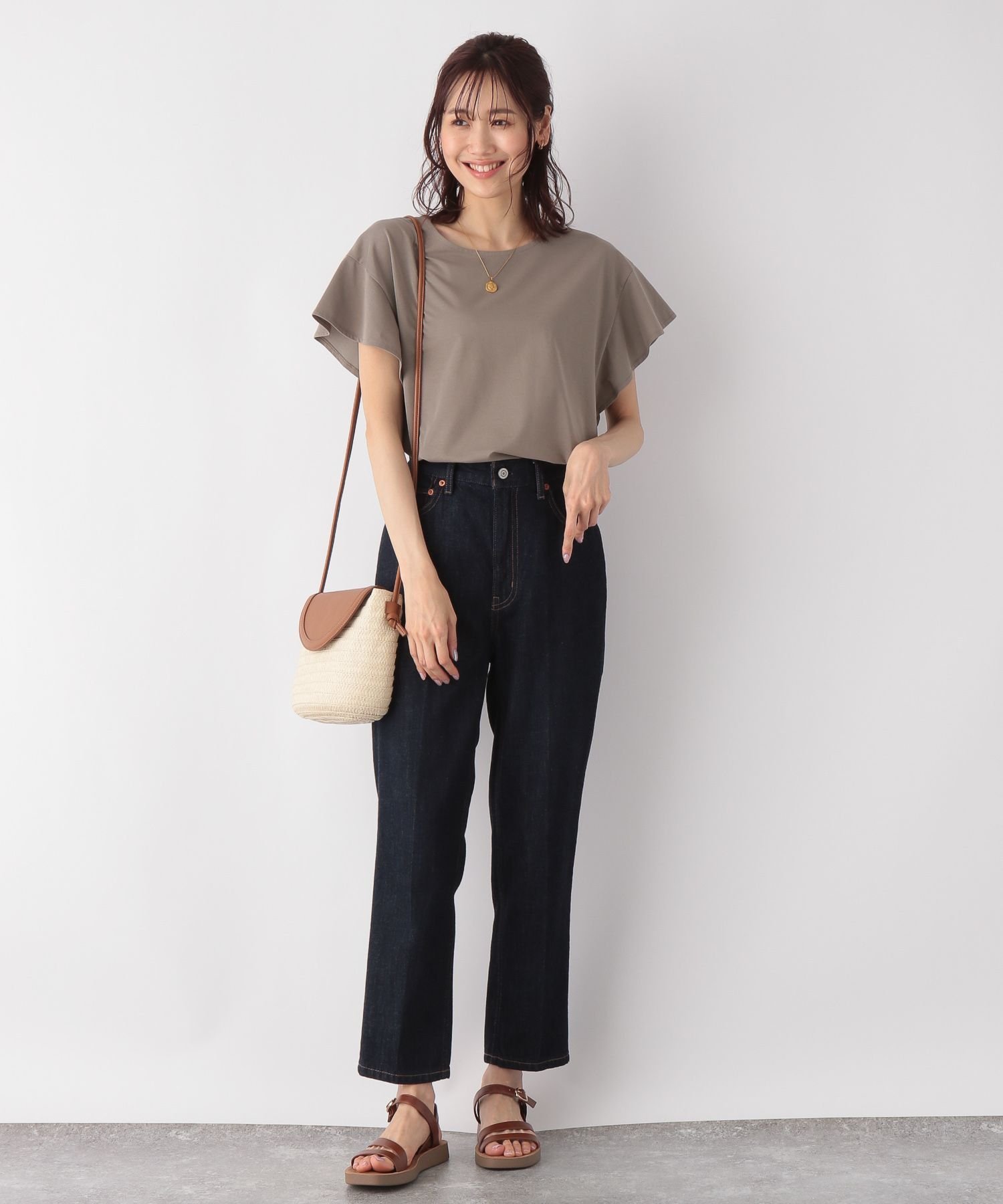 【SALE/30%OFF】GLOBAL WORK (W)カイテキ/ソデフリルPO グローバルワーク トップス カットソー・Tシャツ ホワイト グレー ブラック ブラウン