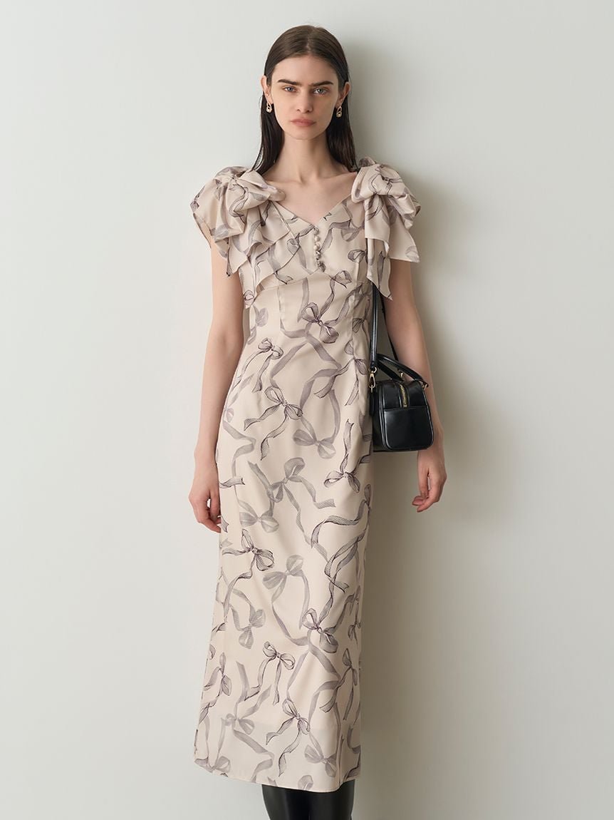 SALE／40%OFF】SNIDEL リボンスリーブデザインワンピース スナイデル