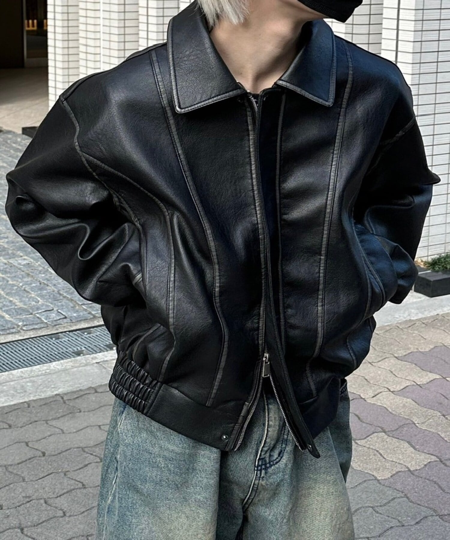 楽天市場】正規品【 Chikashitsu + leather bomber jacket