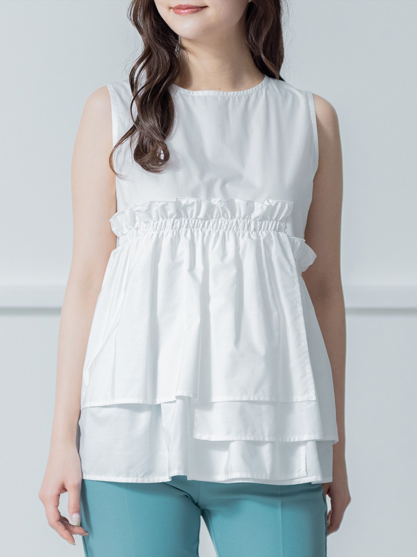 SALE／50%OFF】clear アシンメトリーティアードノースリブラウス