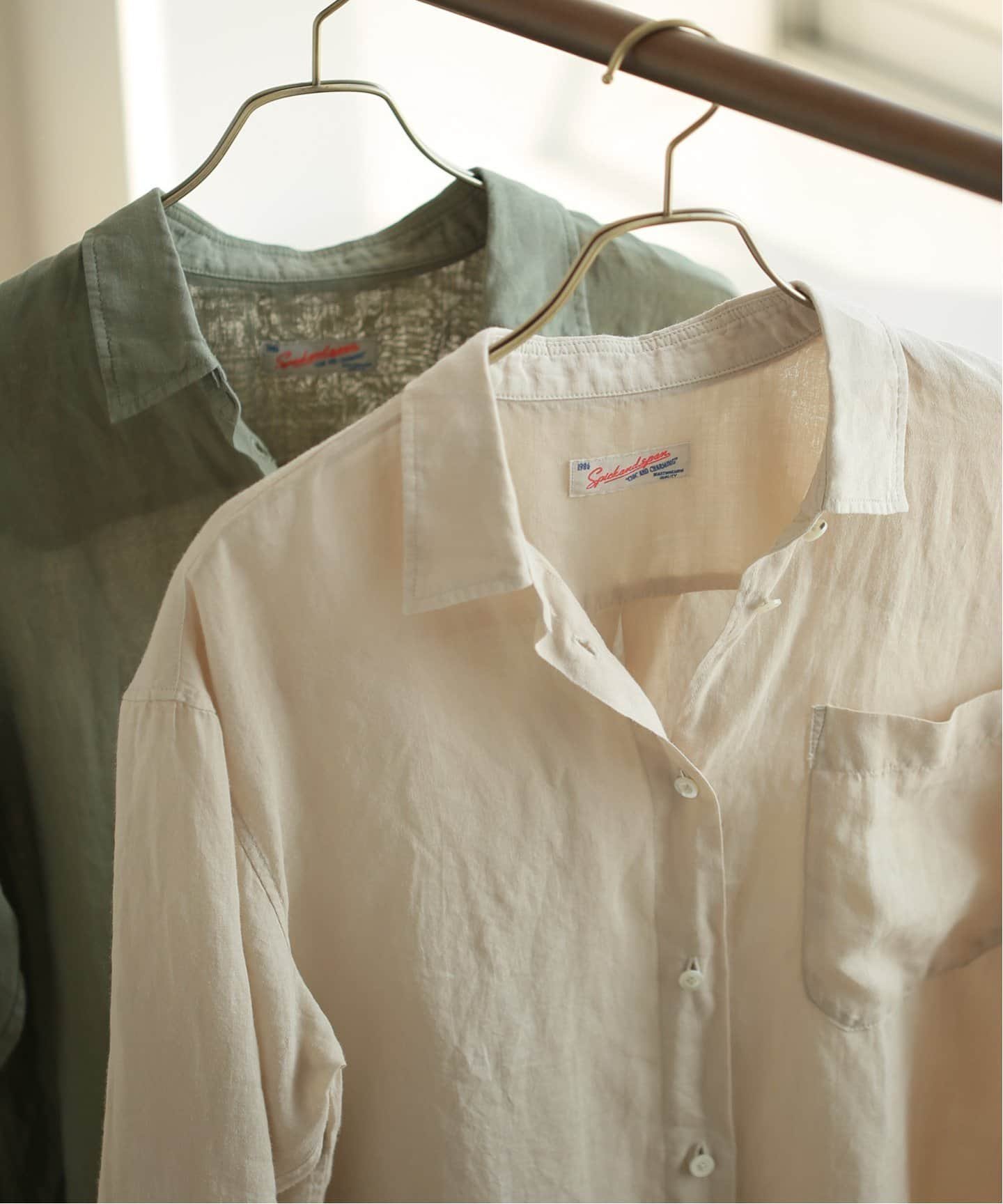 新品 Spick & Span ガーメントダイシアーラミーシャツ ガーメントダイシアーラミーシャツ | スピック＆スパン(Spick