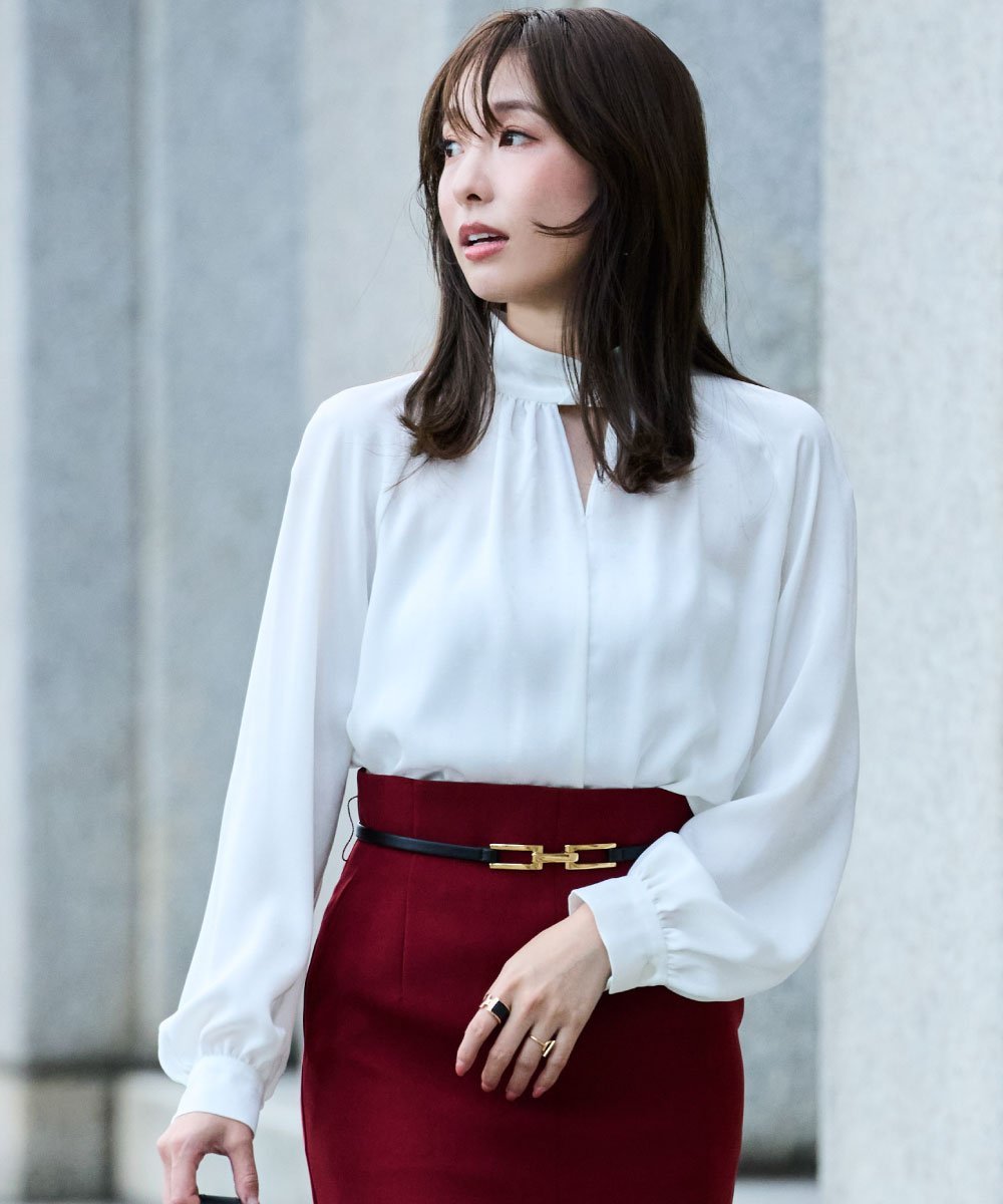 楽天市場】【SALE／30%OFF】バンドカラーラッフルブラウス