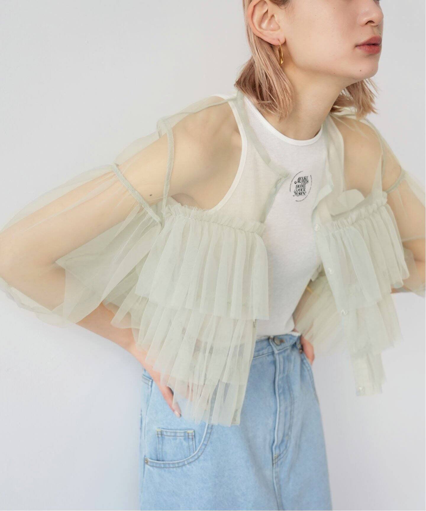 SLOBE IENA - slobe citron チュールフリルブラウス SALE／30%OFF】SLOBE IENA SLOBE citron.チュールフリルブラウス