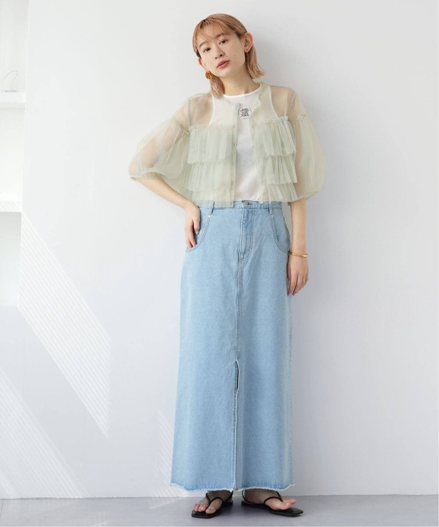SALE／30%OFF】SLOBE IENA SLOBE citron.チュールフリルブラウス