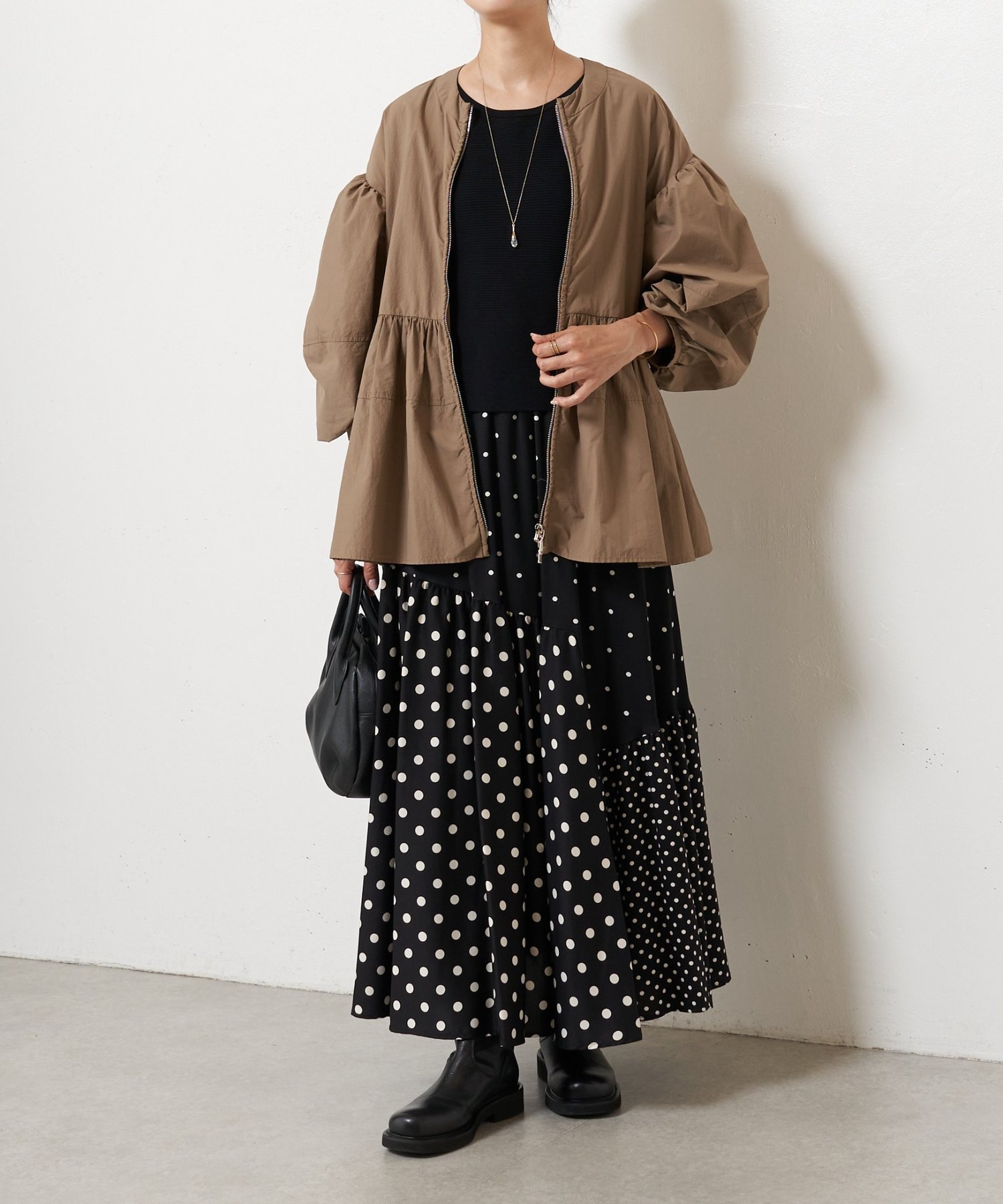 BEARDSLEY ドット柄 ロングスカート　キュロット　ブラック ビアズリー BEARDSLEY ドットパッチワークロングスカート