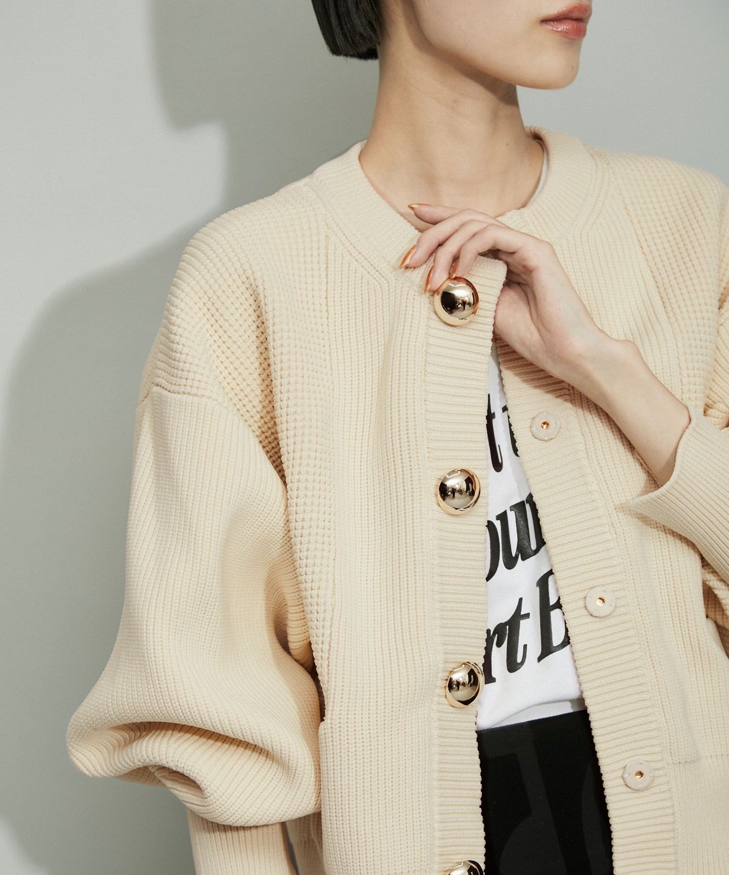 ADAM ET ROPE' FEMME 【WEB限定】・【サステナブル】BIGボタンニット