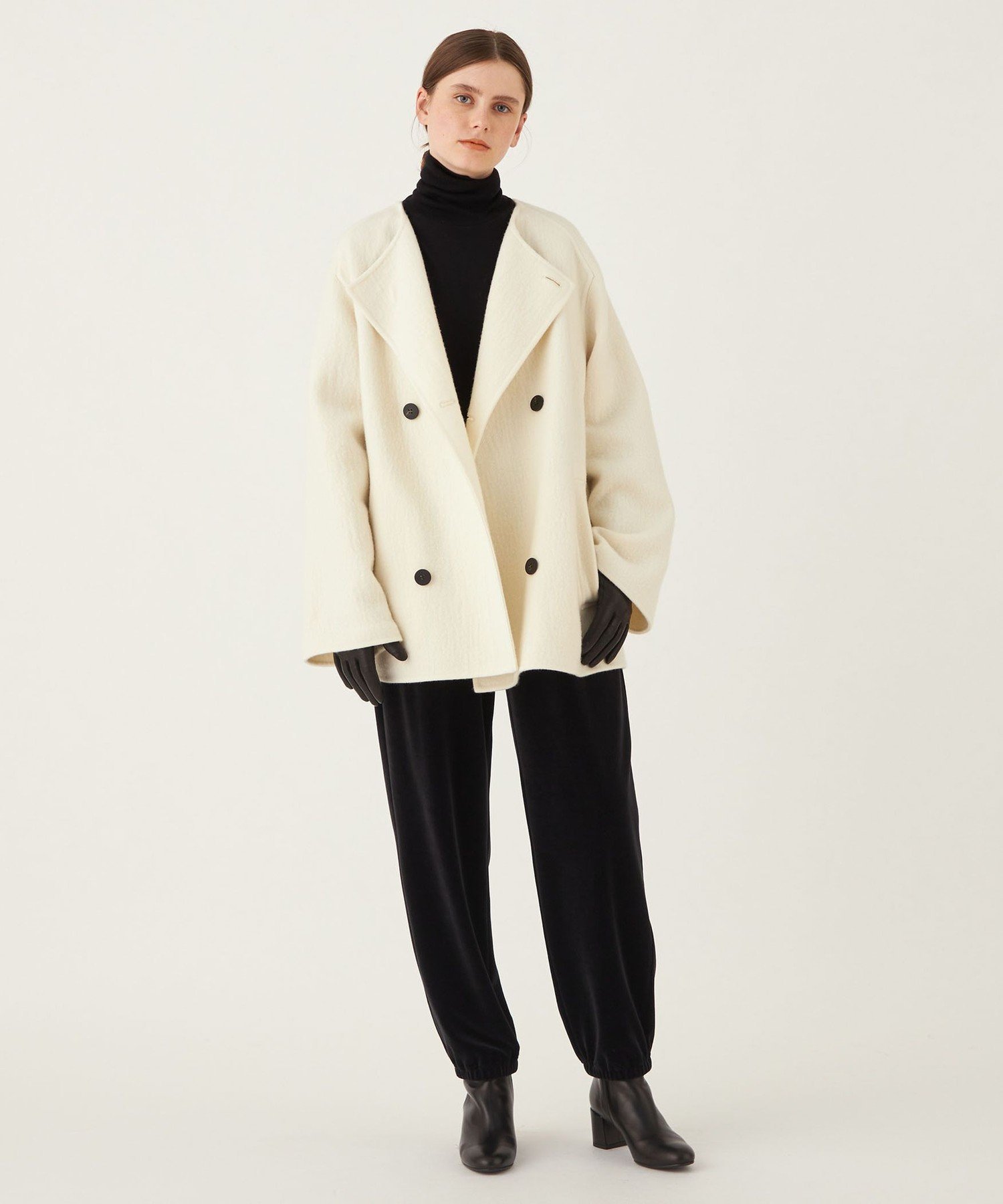 未使用　GALERIE VIE ランダムウール トレンチコート　Free 白 SALE／30%OFF】GALERIE VIE ランダムウール カラーレスショート