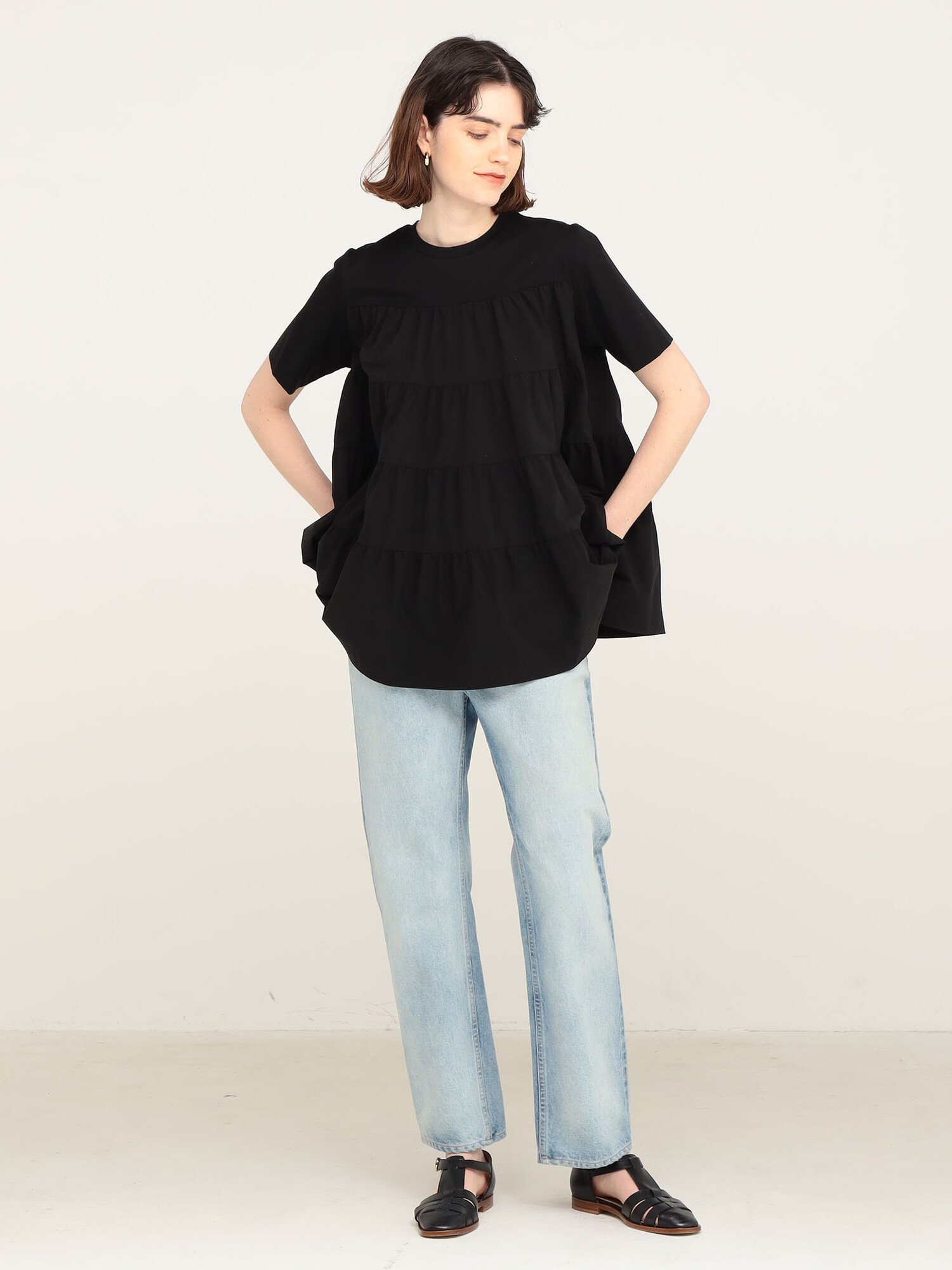 SALE／30%OFF】Ballsey コットンジャージーコンビ ティアードプル 