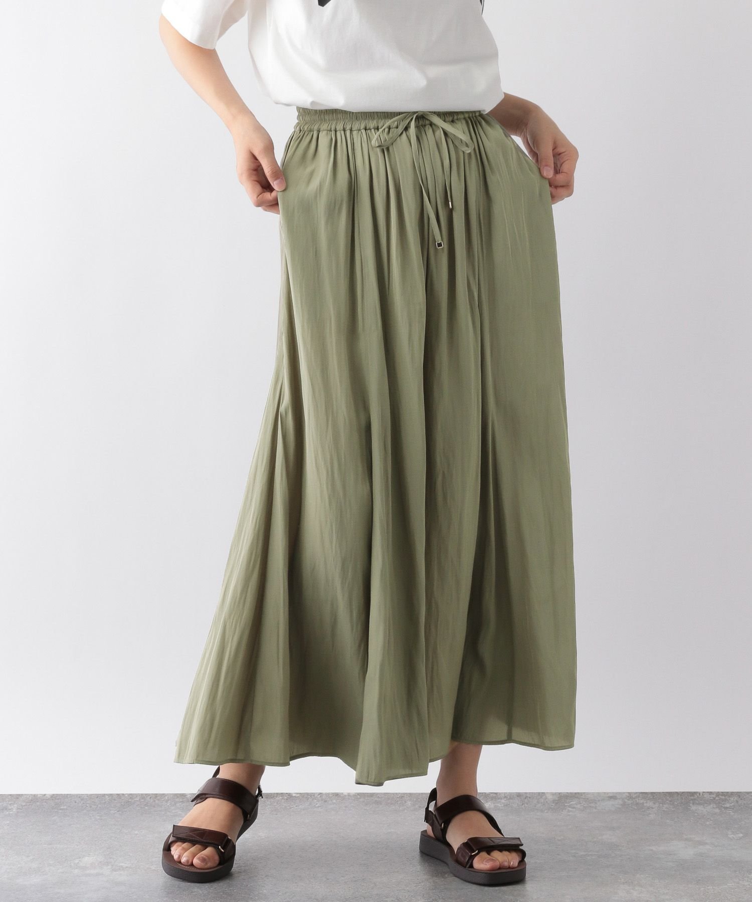 【SALE/10%OFF】GLOBAL WORK (W)サラサラサテンフレアワイドP グローバルワーク パンツ その他のパンツ ホワイト ブラウン ピンク ブラック グレー ブルー グリーン カーキグリーン ネイビー【送料無料】