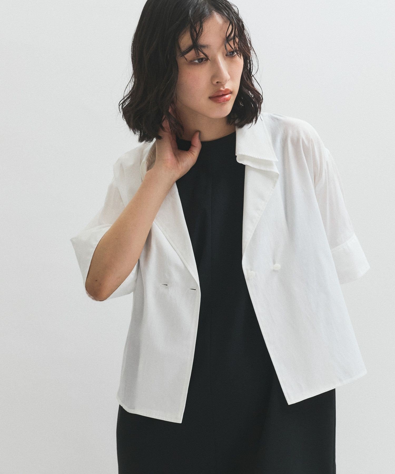 売り出し割引 新品 ADAM ET ROPÉ FEMME クロップドギャザリングシャツ 