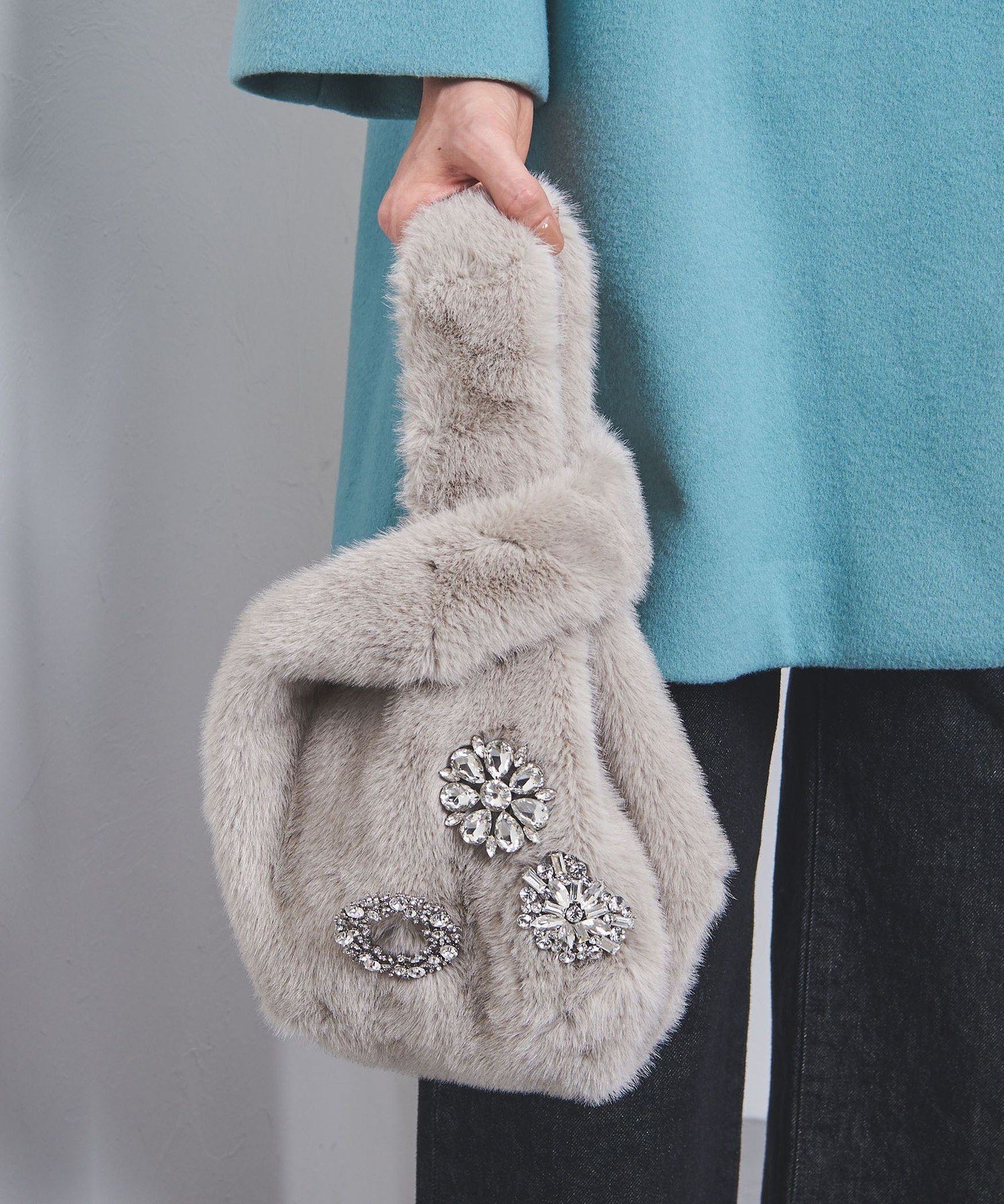 SALE／40%OFF】UNITED ARROWS ビジュー フェイクファー バッグ