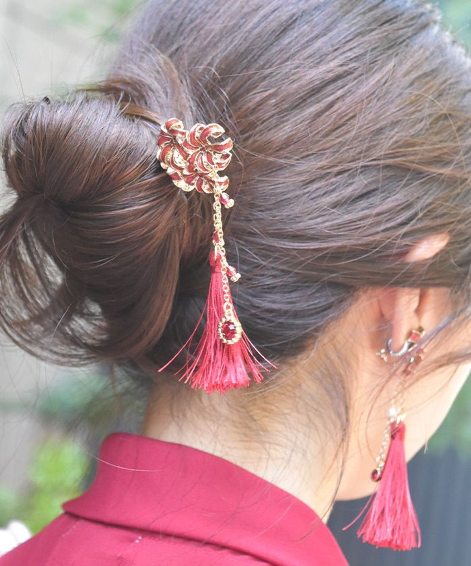 825◇彼岸花イヤリング＆襟クリップ ゴールド axes femme アクシーズ 825◇彼岸花イヤリング＆襟クリップ ゴールド axes femme