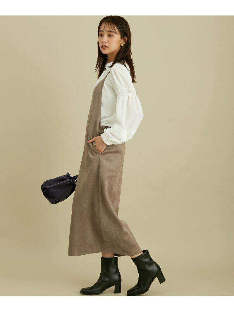 Sale 10 Off Vis 美人百花11月号掲載 低身長向けサイズ対応 パウダータッチエコスエード キャミワンピース ビス ワンピース ワンピースその他 グレー ベージュ グリーン 送料無料