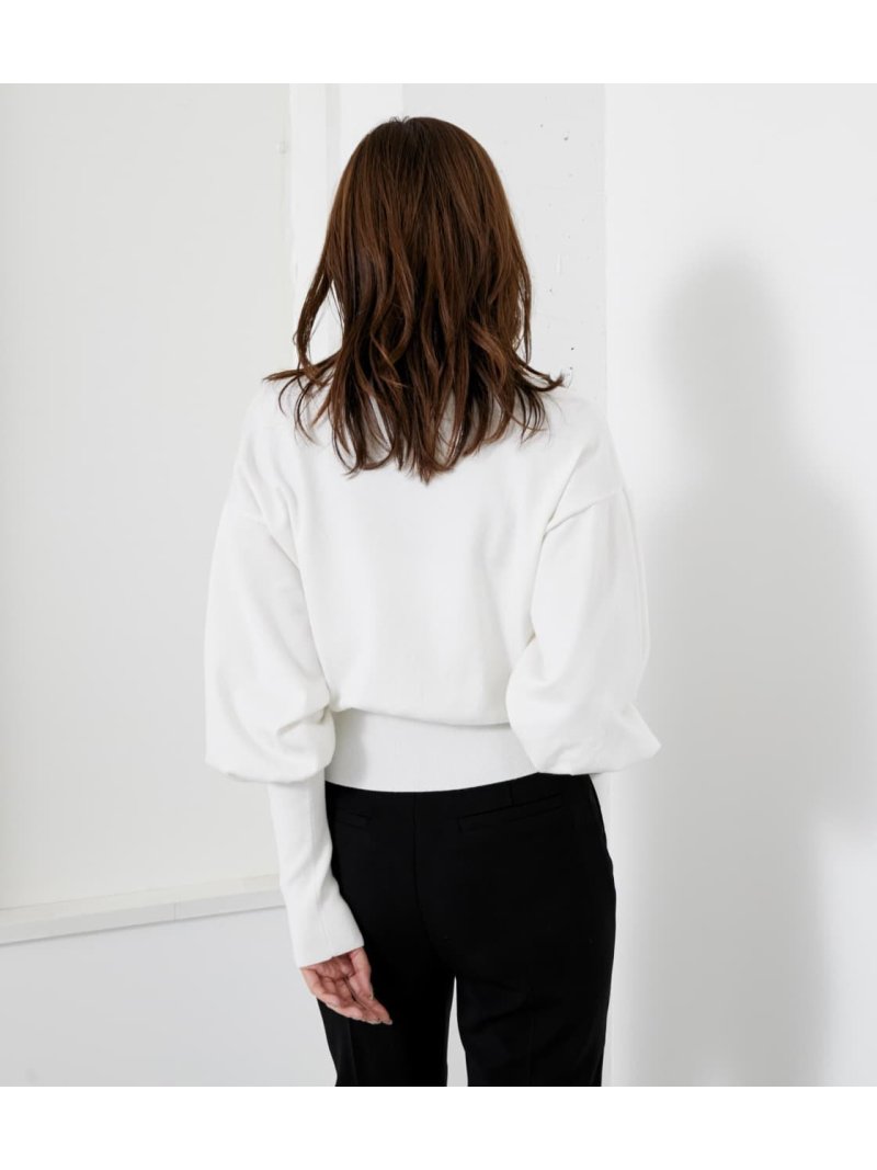 SALE／50%OFF】rienda ギャザーSLV Knit TOP リエンダ トップス ニット