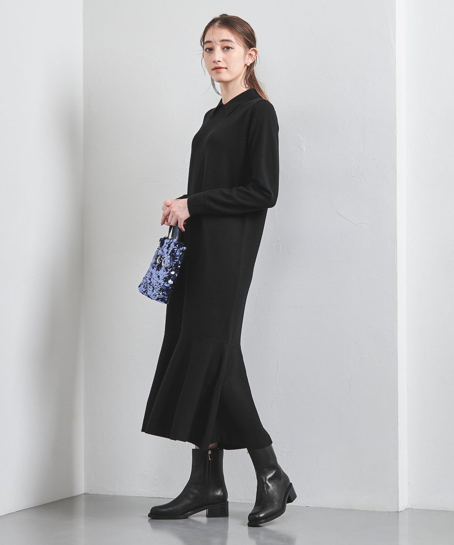 SALE／20%OFF】UNITED ARROWS ポロニット ペプラム ロングワンピース