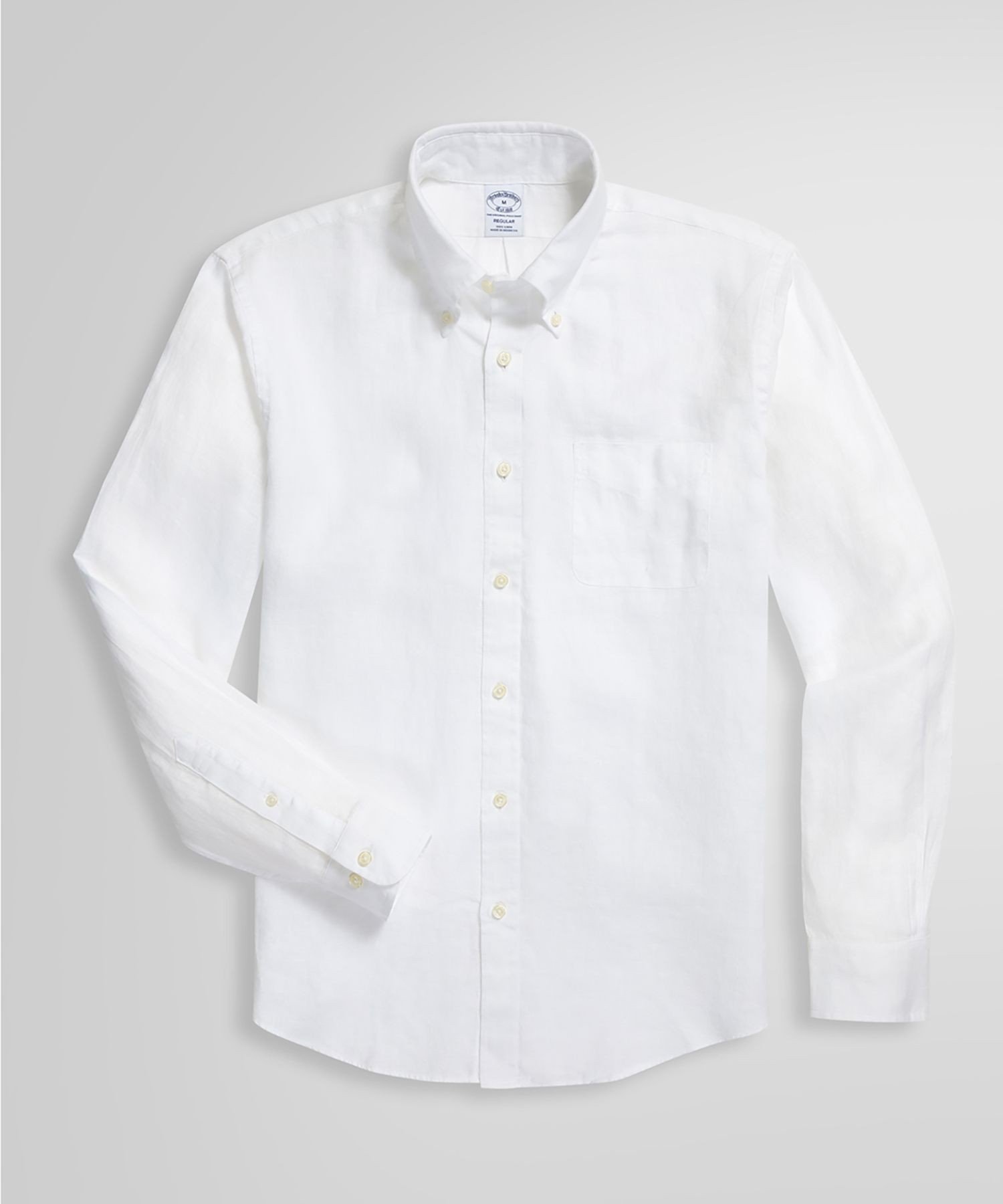 【アイリッシュリネン】ブルックスブラザーズ　ホワイト　Mサイズ　半袖 アイリッシュリネン シャツ Classic FIt | Brooks Brothers