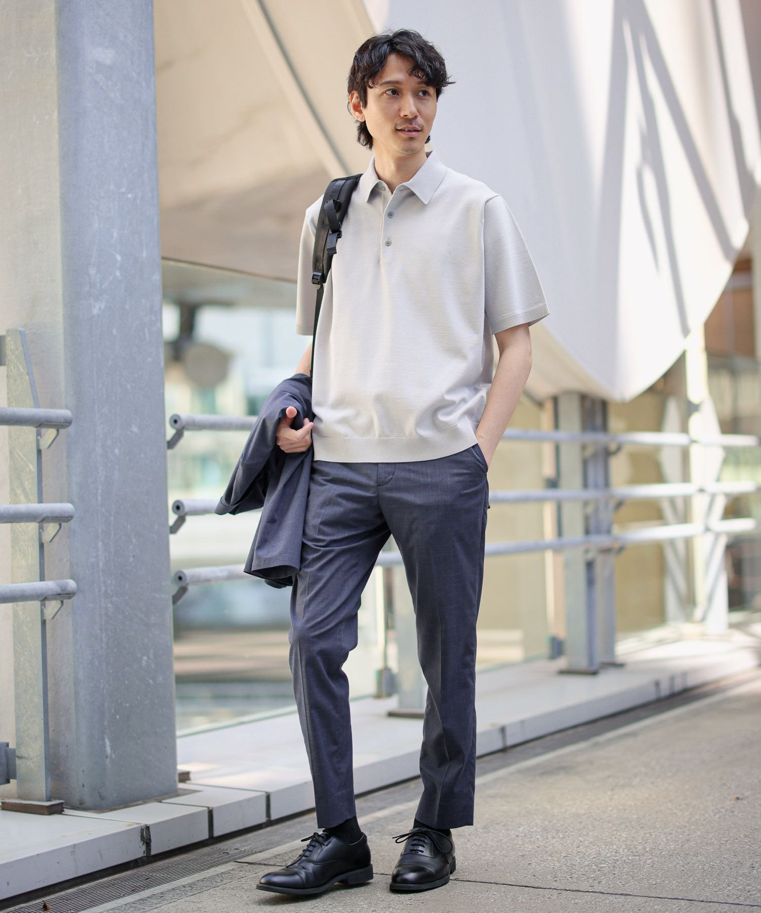 GLOBAL WORK 洗えるニットポロ/123752 グローバルワーク トップス