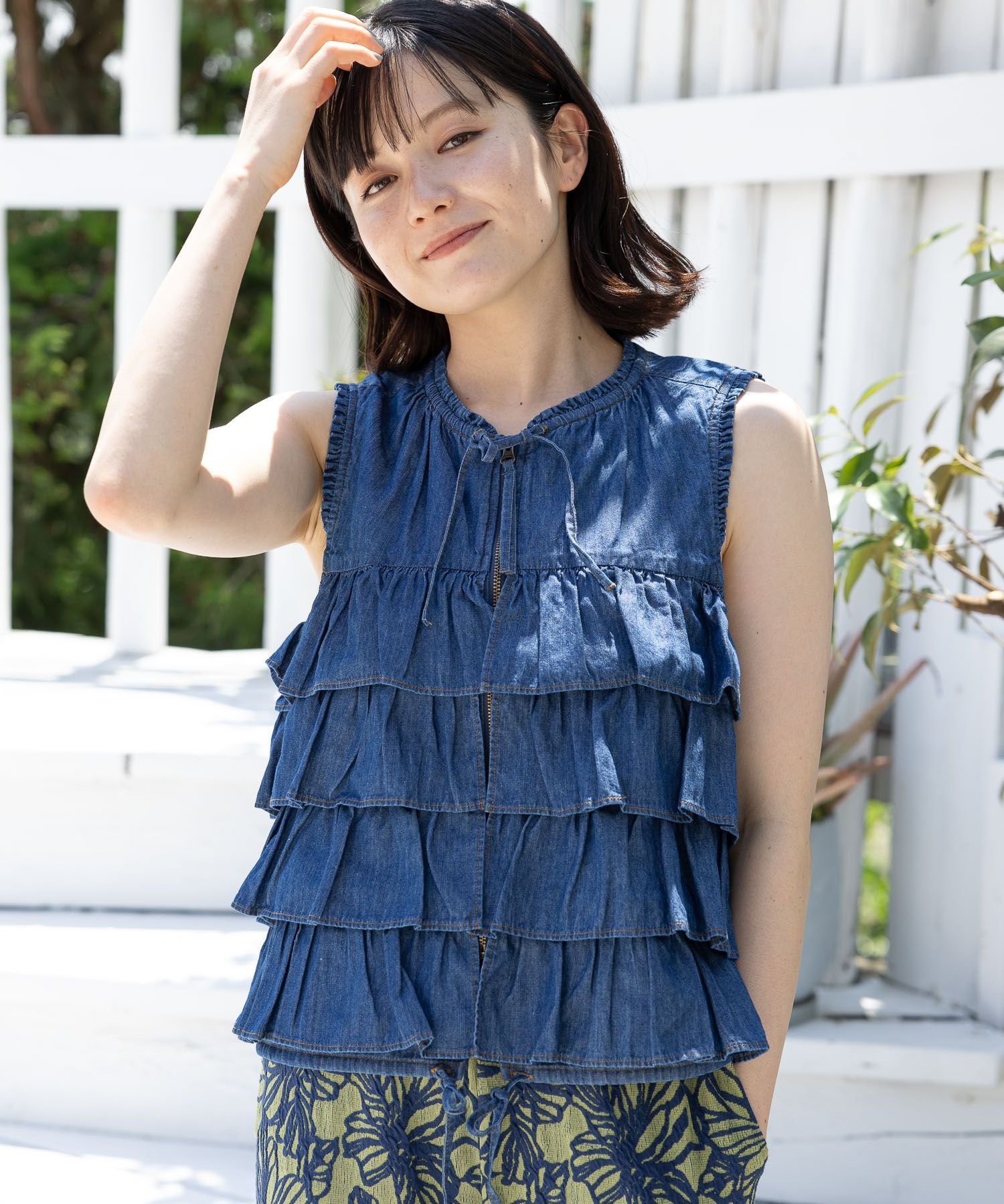niko and... ピコフリル＆リボン付　ジレ、ベスト niko and ピコフリル＆リボン付 ジレ、ベスト - メルカリ