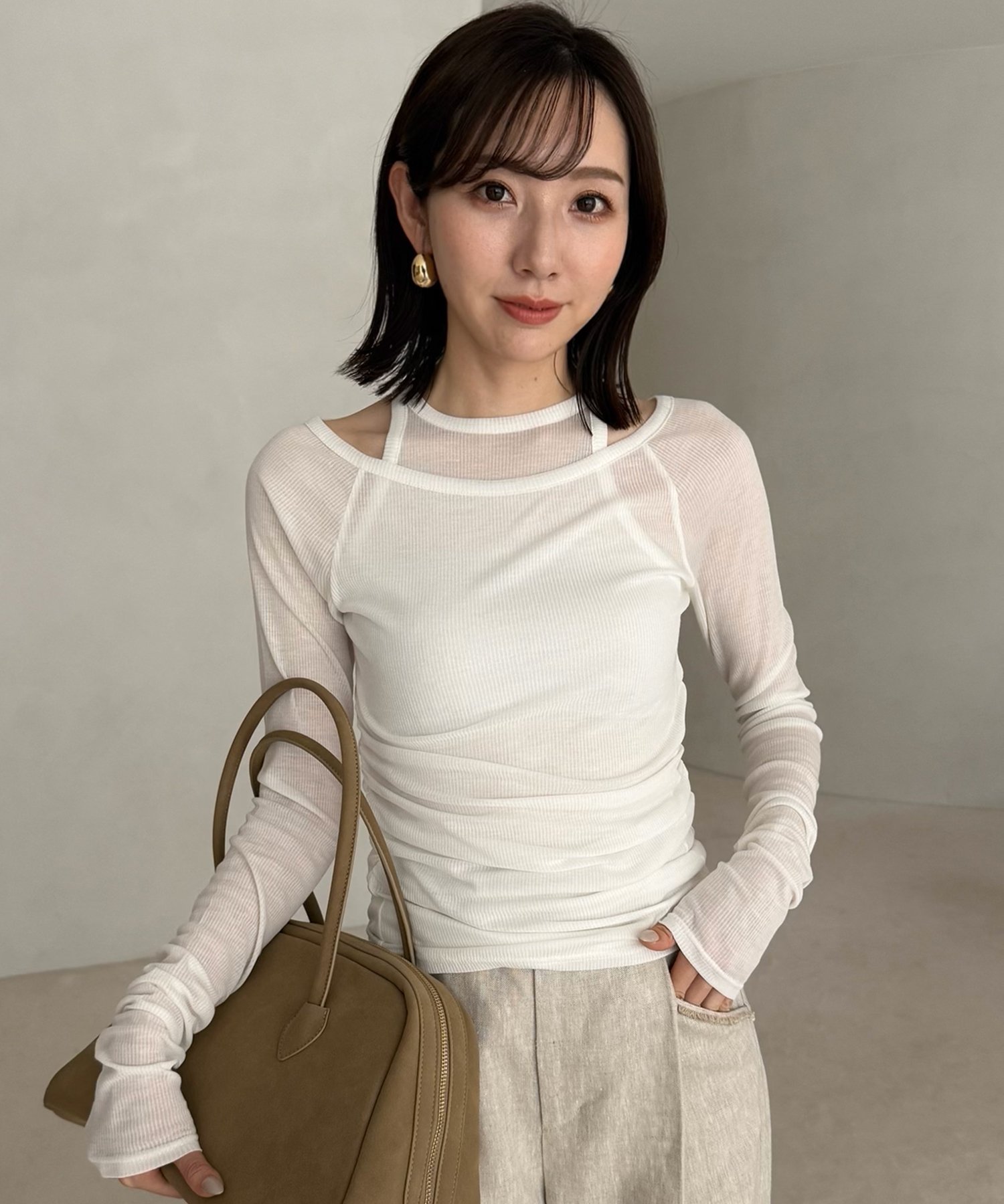 anuans シアーテレコレイヤーカットトップス アニュアンス