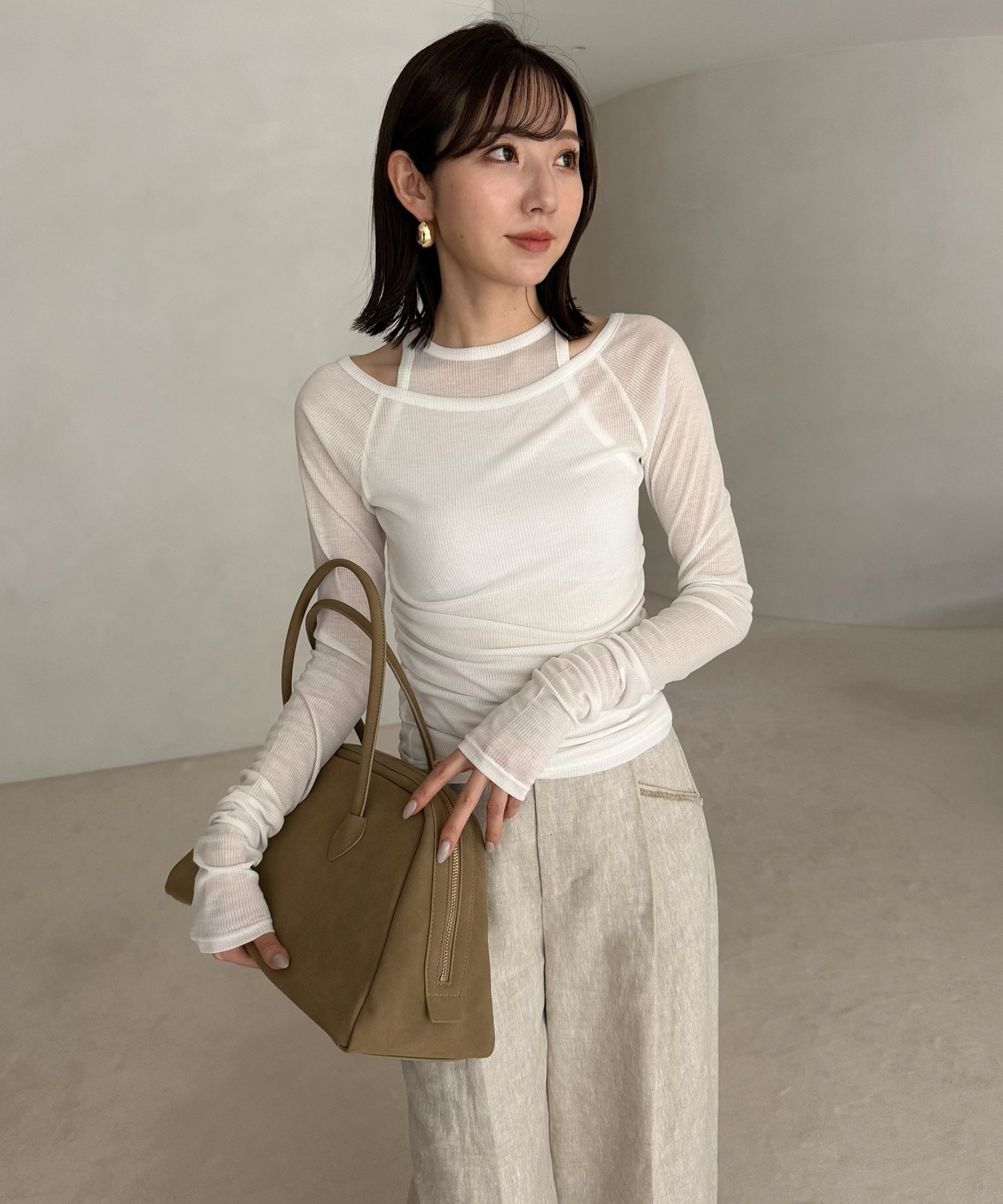 anuans 新作トップス　白 アニュアンス anuans ウールレースニットトップス （IVORY