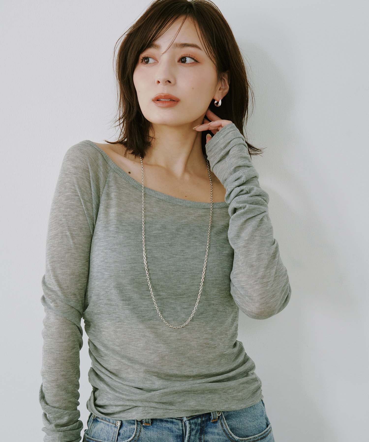 anuans シアーテレコレイヤーカットトップス アニュアンス トップス