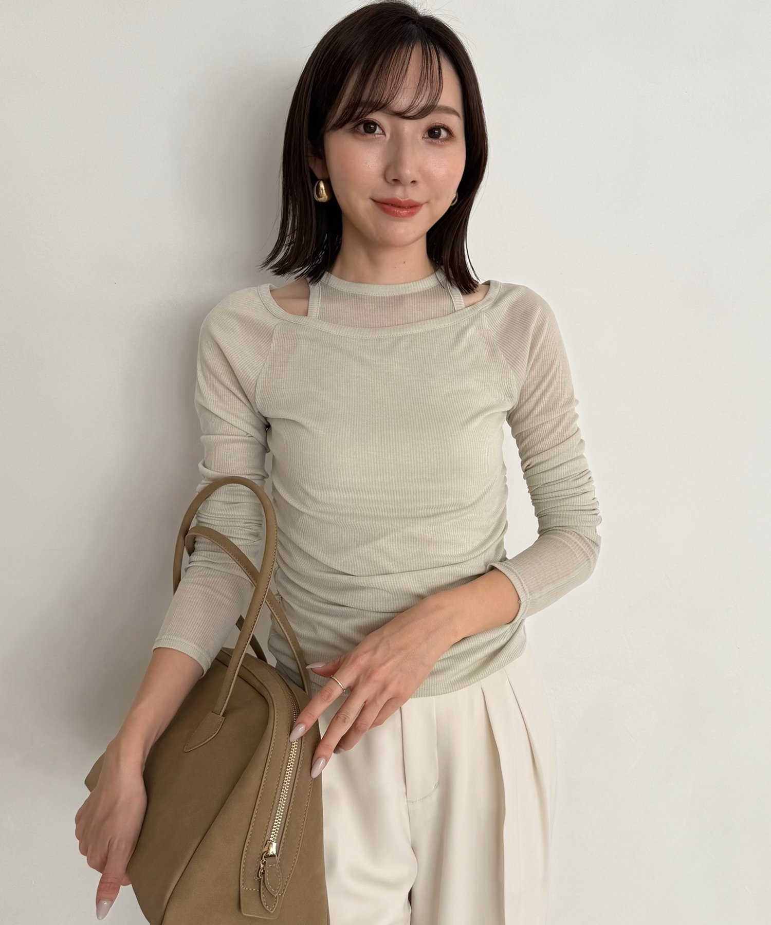 anuans シアーテレコレイヤーカットトップス アニュアンス トップス