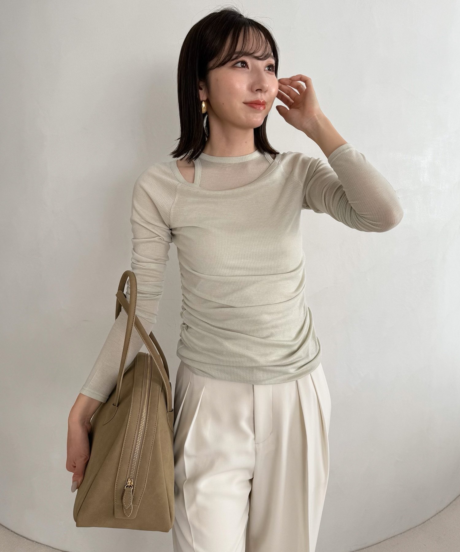 anuans シアーテレコレイヤーカットトップス アニュアンス