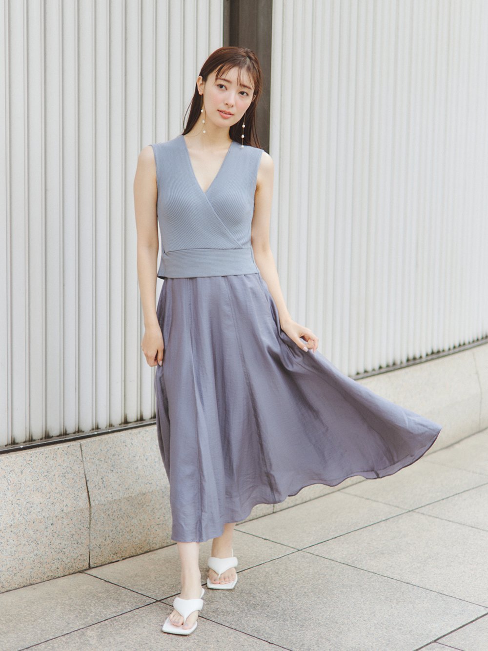 SALE／50%OFF】FRAY I.D カシュクールリブニットコンビワンピース  