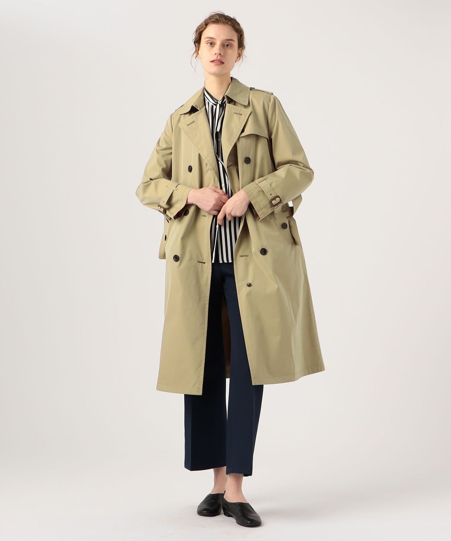 楽天市場】GALERIE VIE コットンギャバジン ボタンレストレンチ