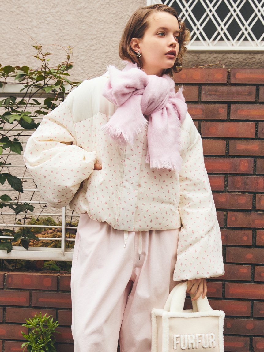 ね*る様 【新品】FUR FUR パデットボウタイワークブルゾン PNK フリー ファーファー FURFUR パデットボウタイワークブルゾン （PNK