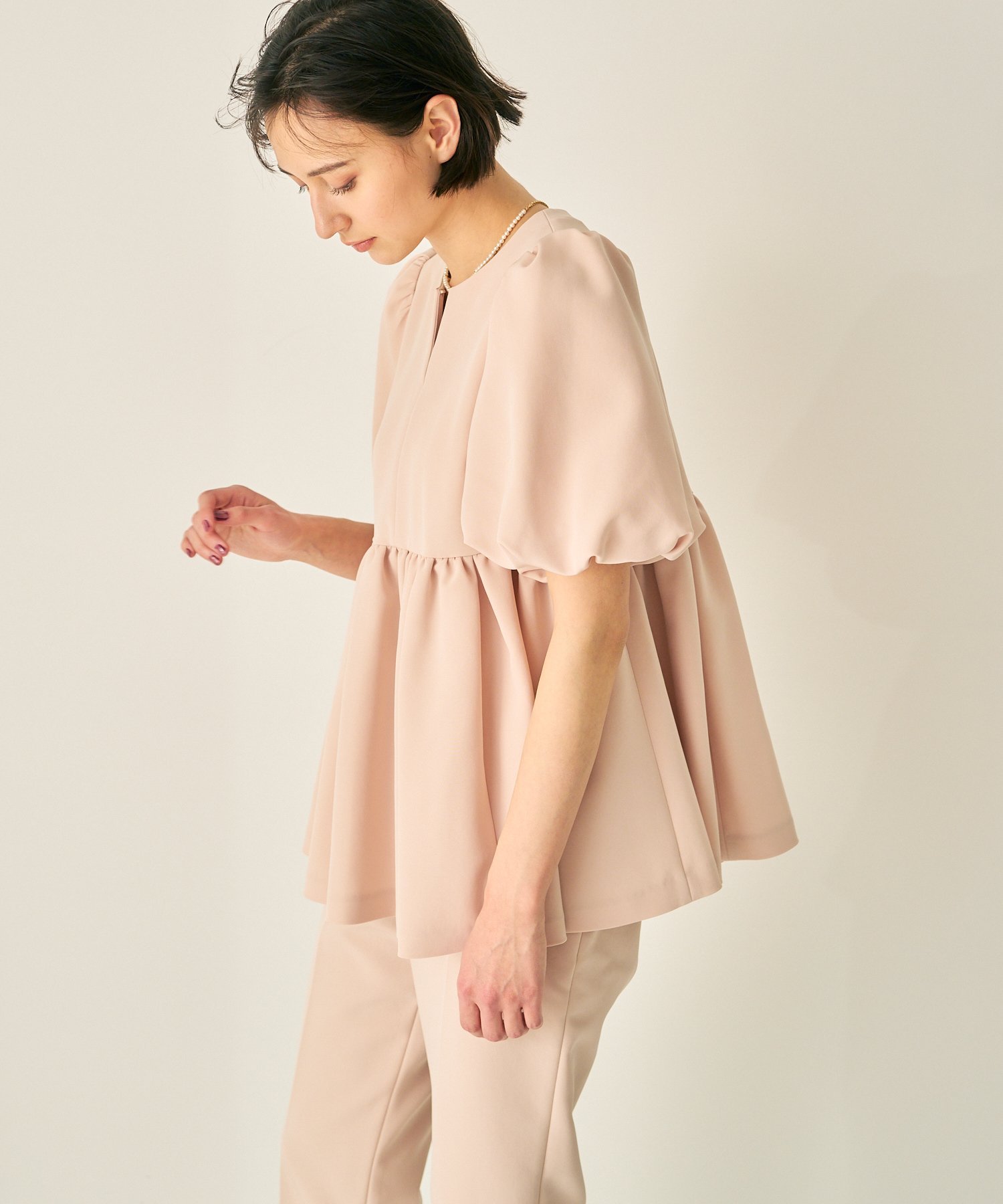 SALE／40%OFF】ANAYI/アナイ ライトダブルクロスペプラムブラウス