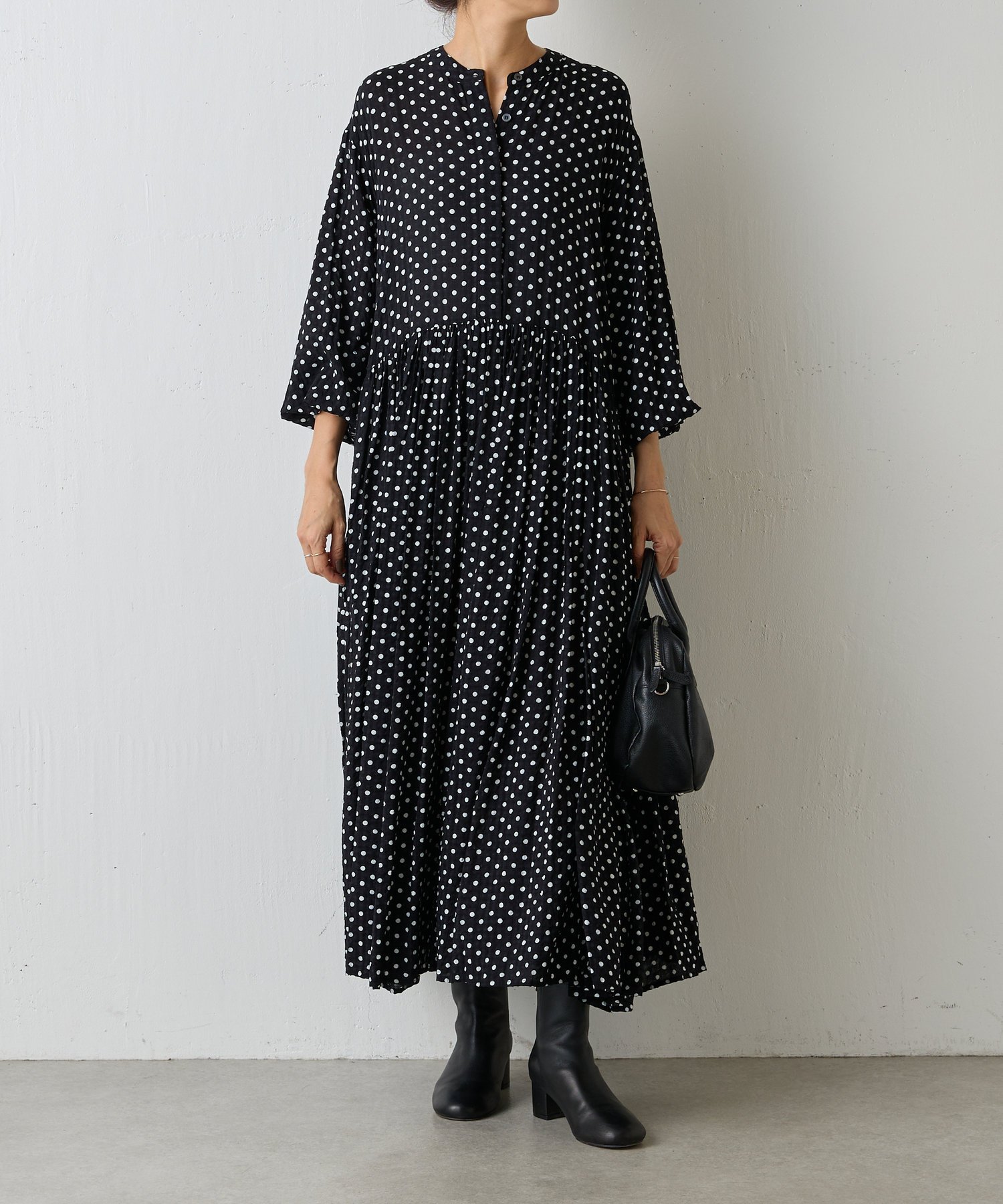 BEARDSLEY 《3サイズ展開》ドットギャザーワンピース ビアズリー  
