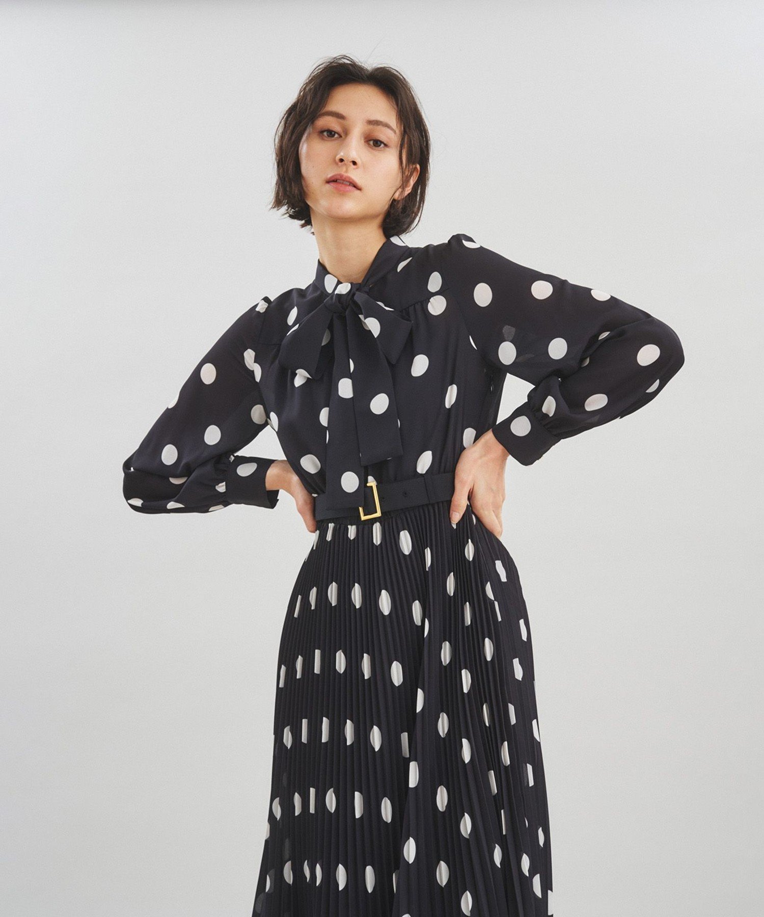 SALE／60%OFF】GRACE CONTINENTAL ポルカドットプリーツワンピース 