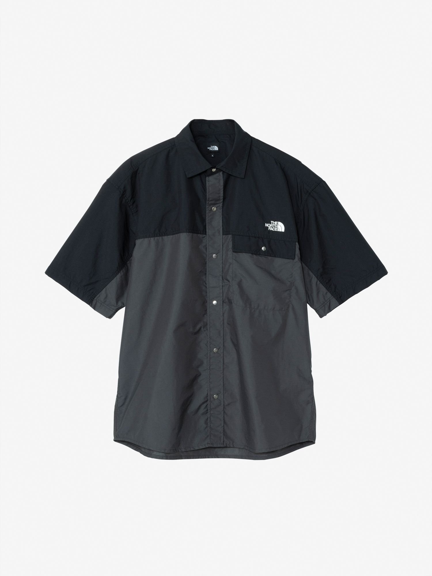 THE NORTH FACE ブラックシャツ XLヌプシ　NR22331 THE NORTH FACE S/S Nuptse Shirt NR22331 ショートスリーブ